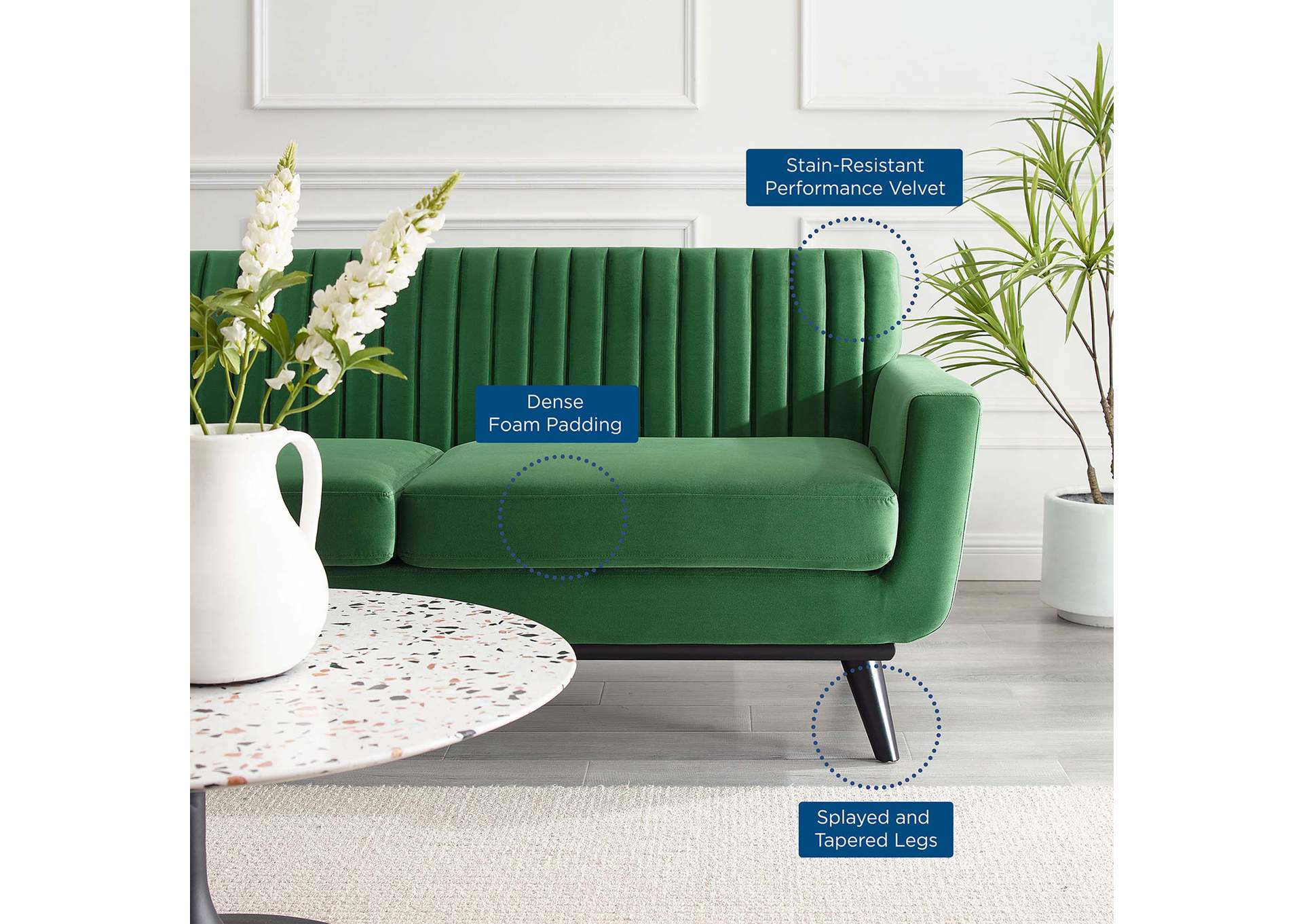 Engage Channel Tufted Performance Velvet Loveseat,Modway