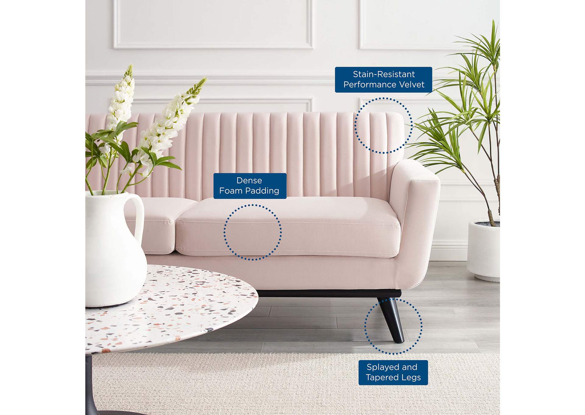 Engage Channel Tufted Performance Velvet Loveseat,Modway