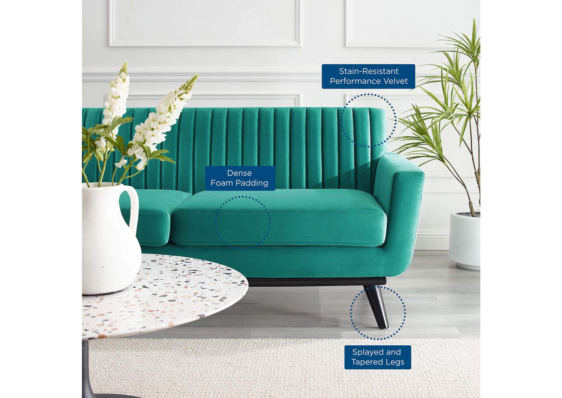 Engage Channel Tufted Performance Velvet Loveseat,Modway