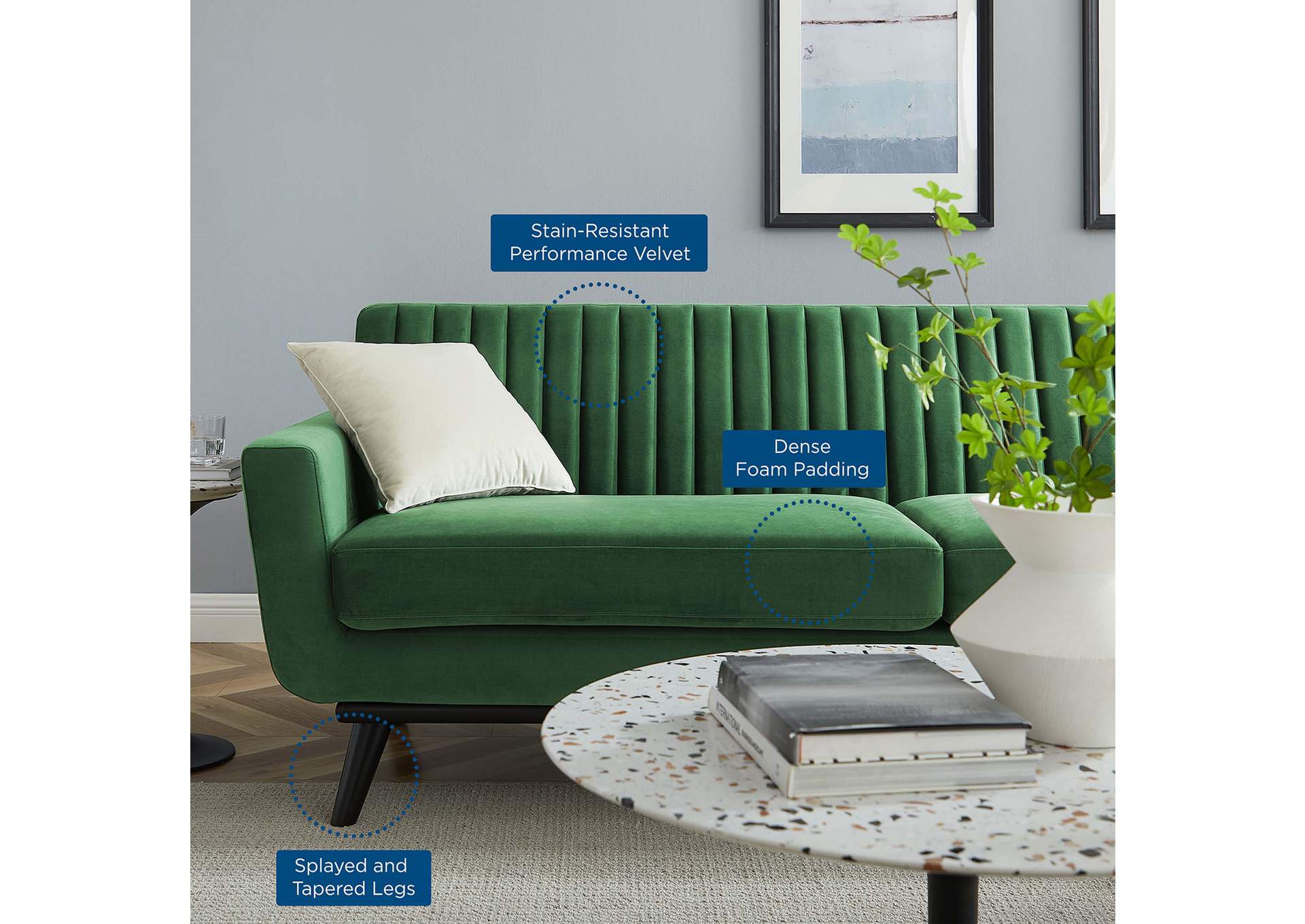 Engage Channel Tufted Performance Velvet Sofa,Modway