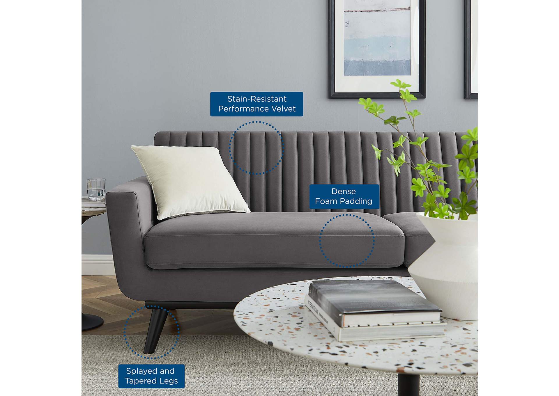 Engage Channel Tufted Performance Velvet Sofa,Modway