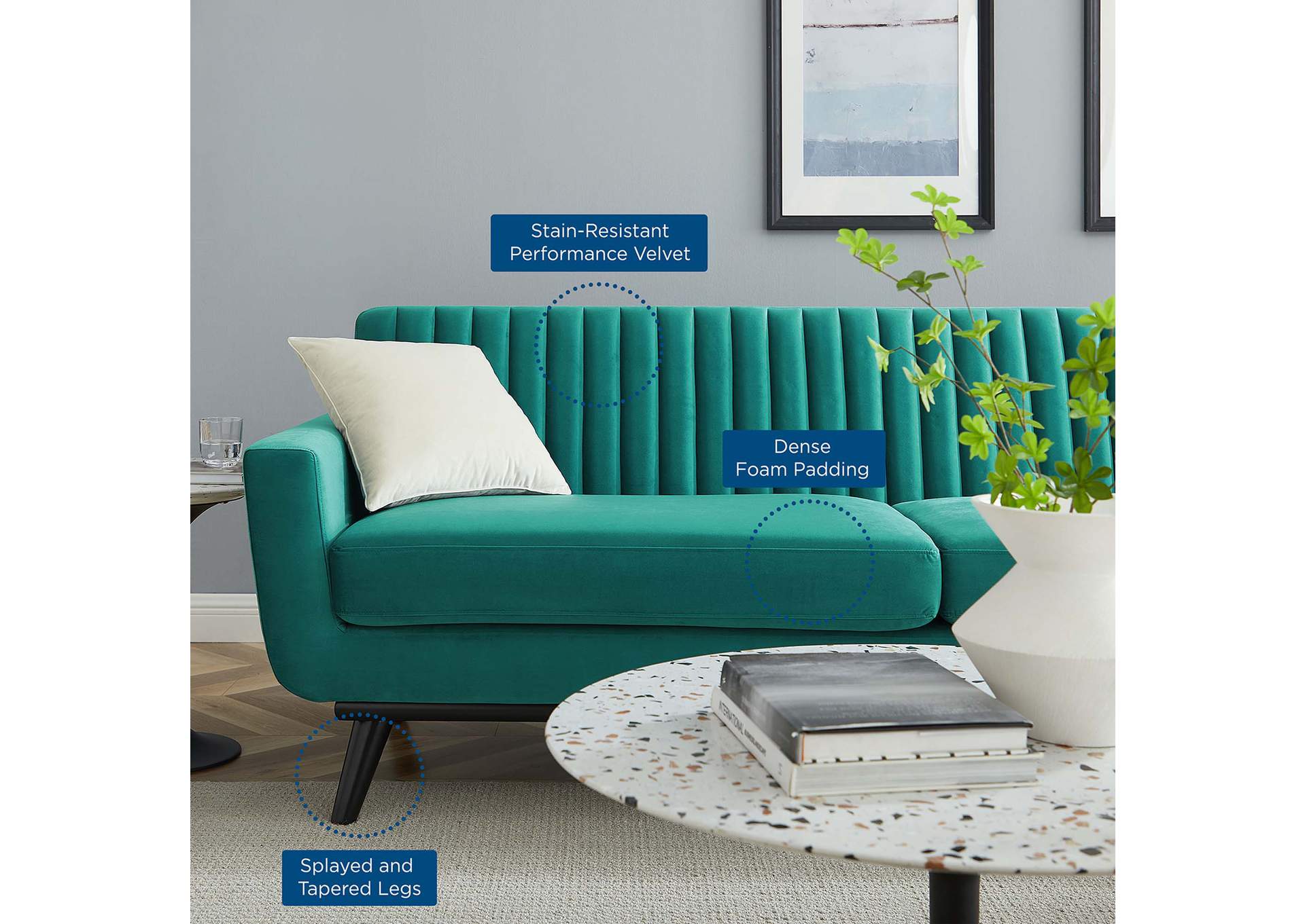 Engage Channel Tufted Performance Velvet Sofa,Modway