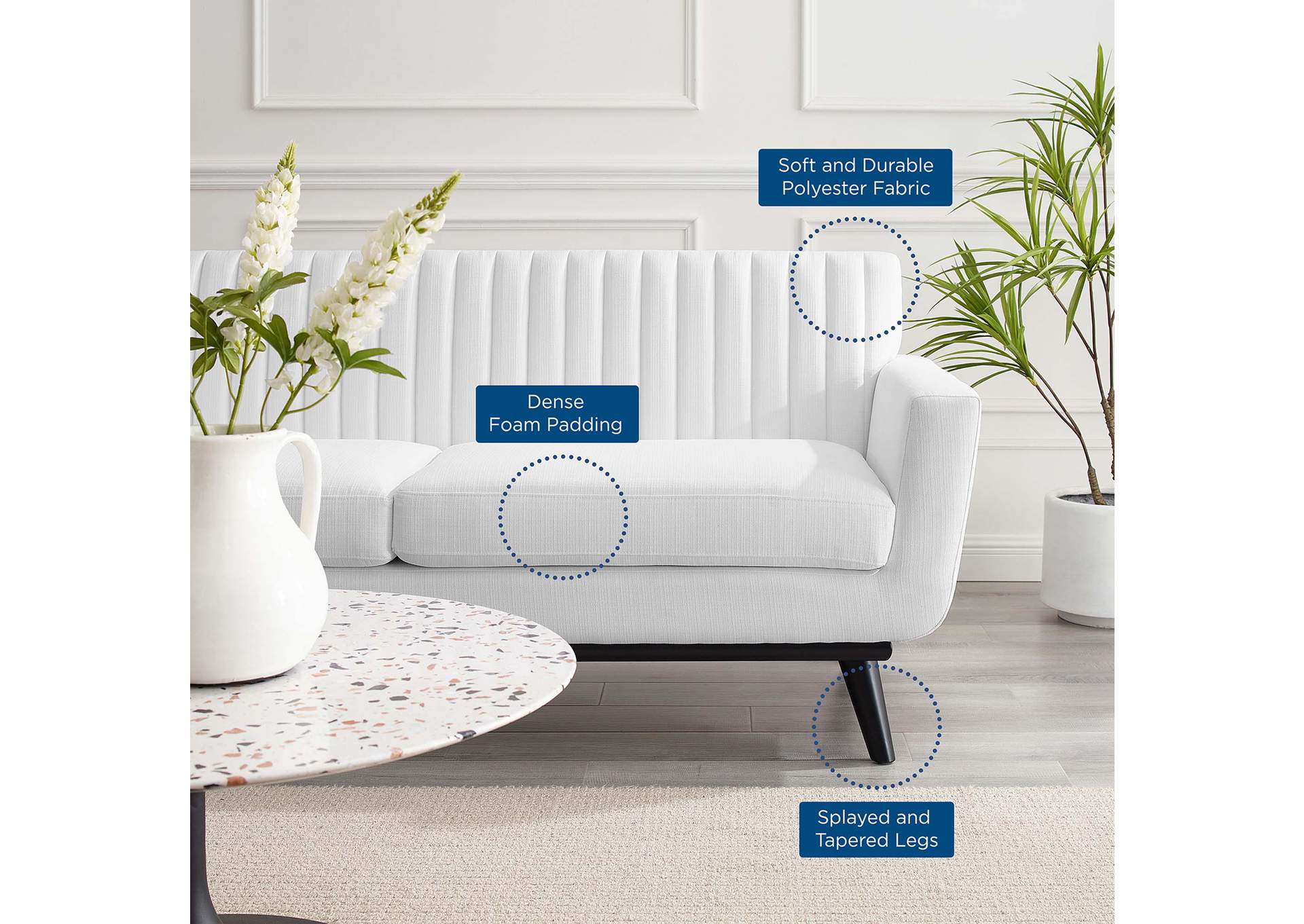 Engage Channel Tufted Fabric Loveseat,Modway