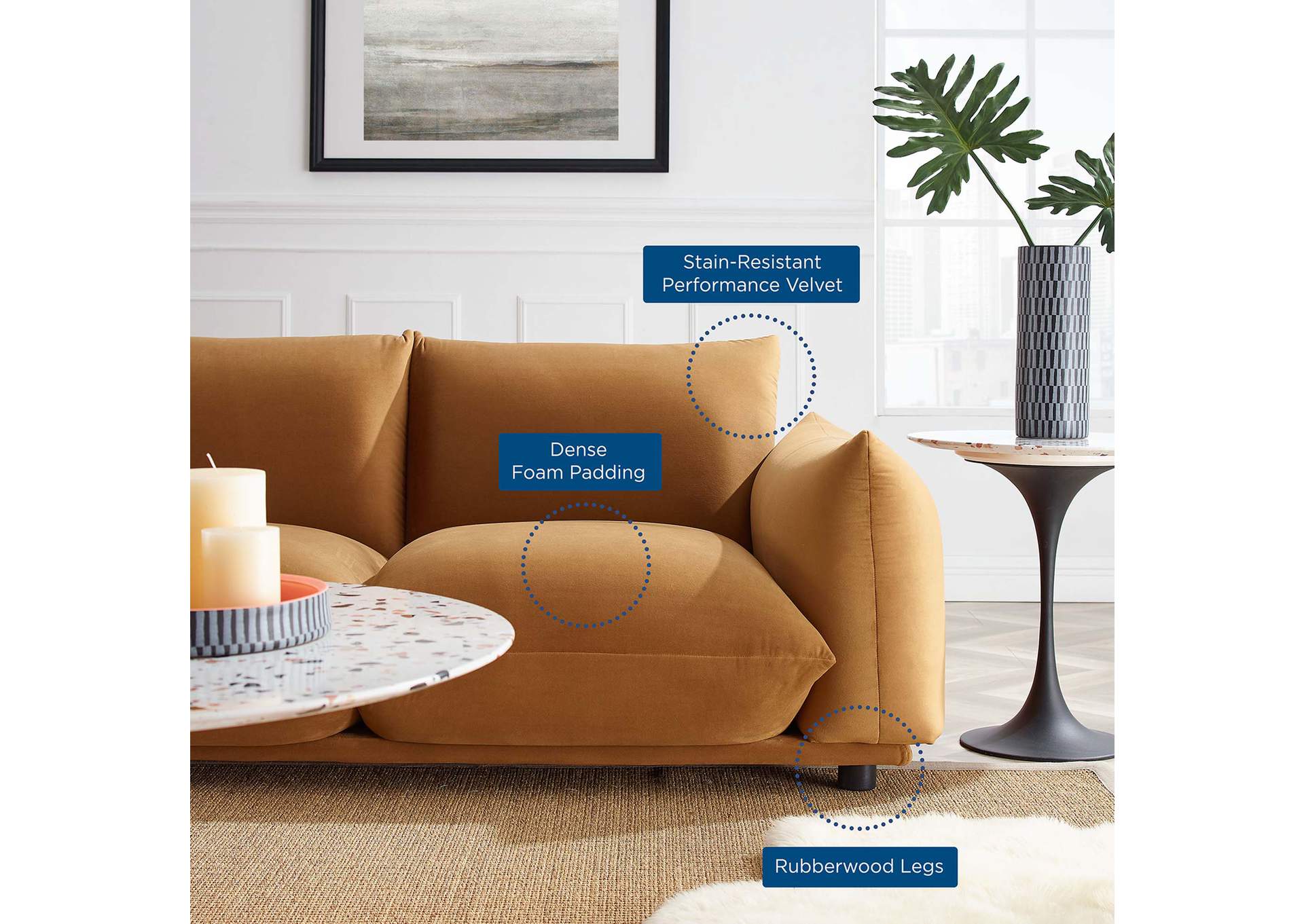 Copious Performance Velvet Sofa,Modway