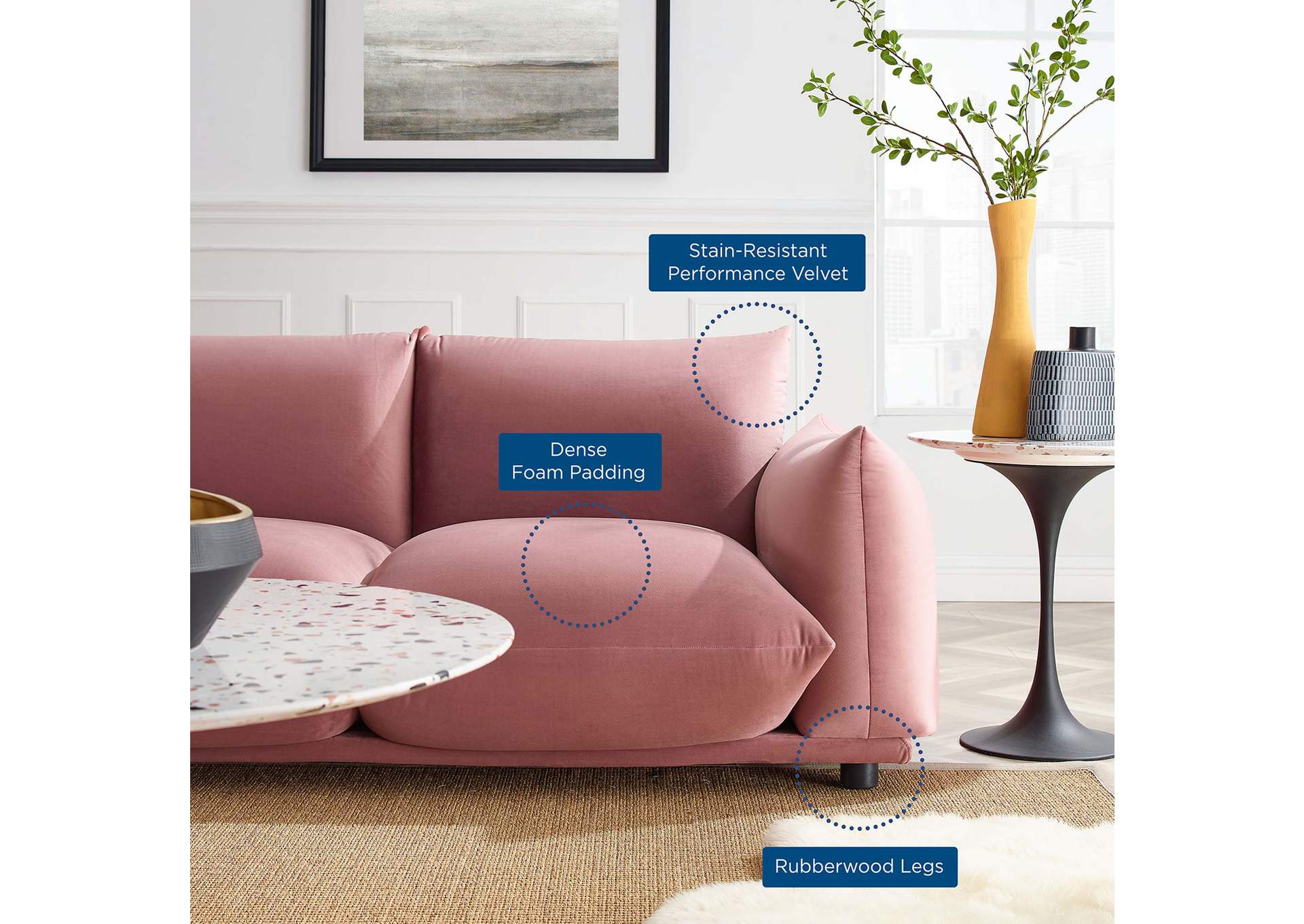 Copious Performance Velvet Sofa,Modway