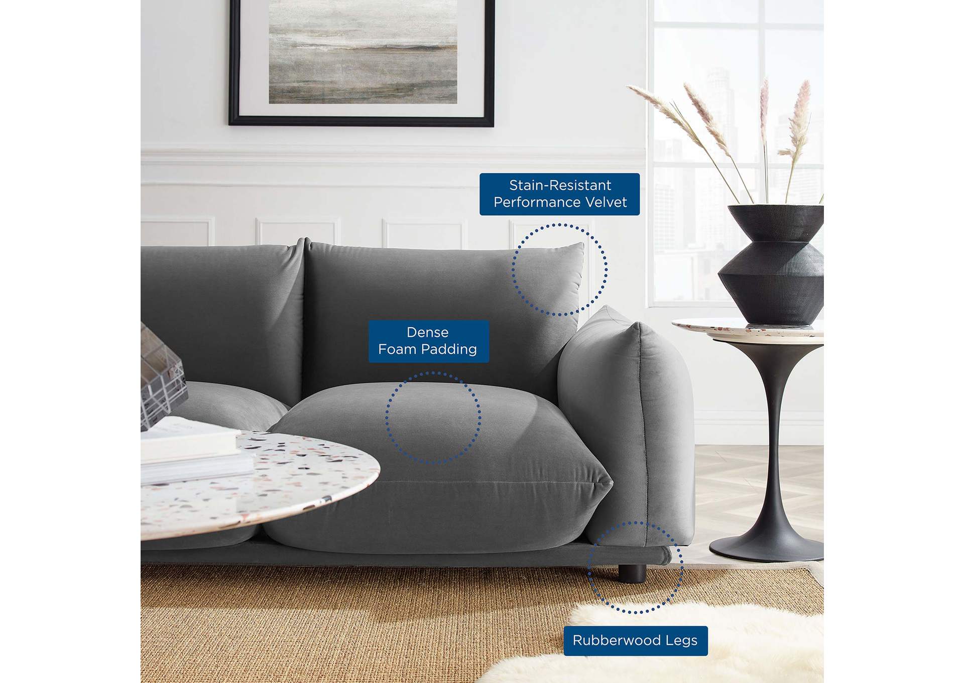 Copious Performance Velvet Sofa,Modway