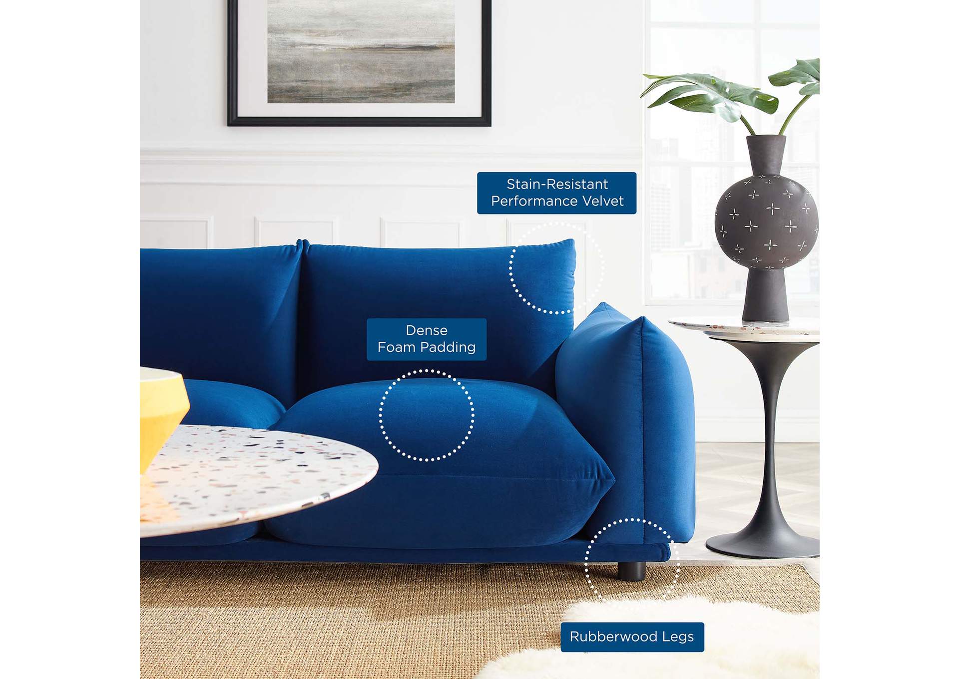 Copious Performance Velvet Sofa,Modway