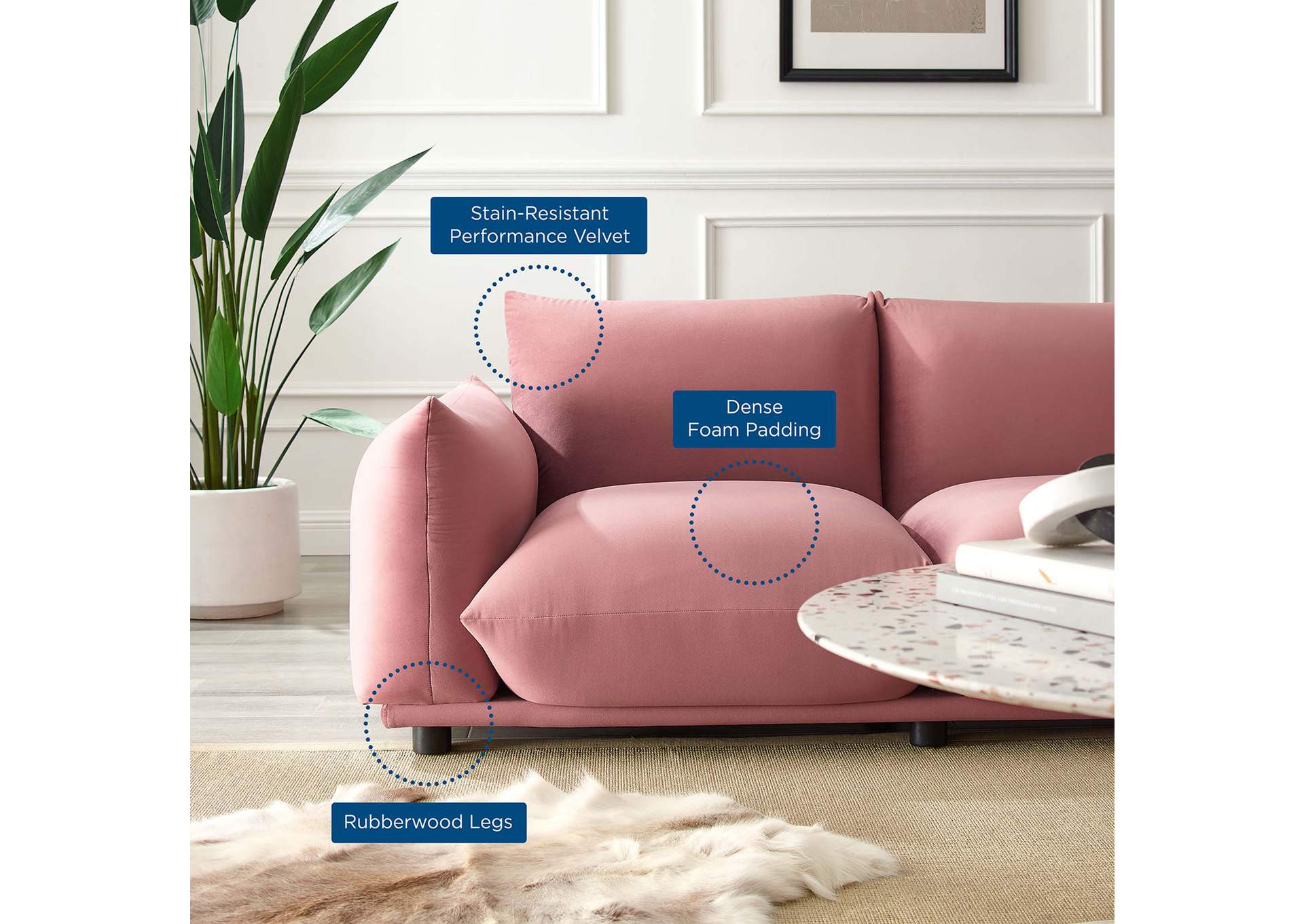 Copious Performance Velvet Loveseat,Modway