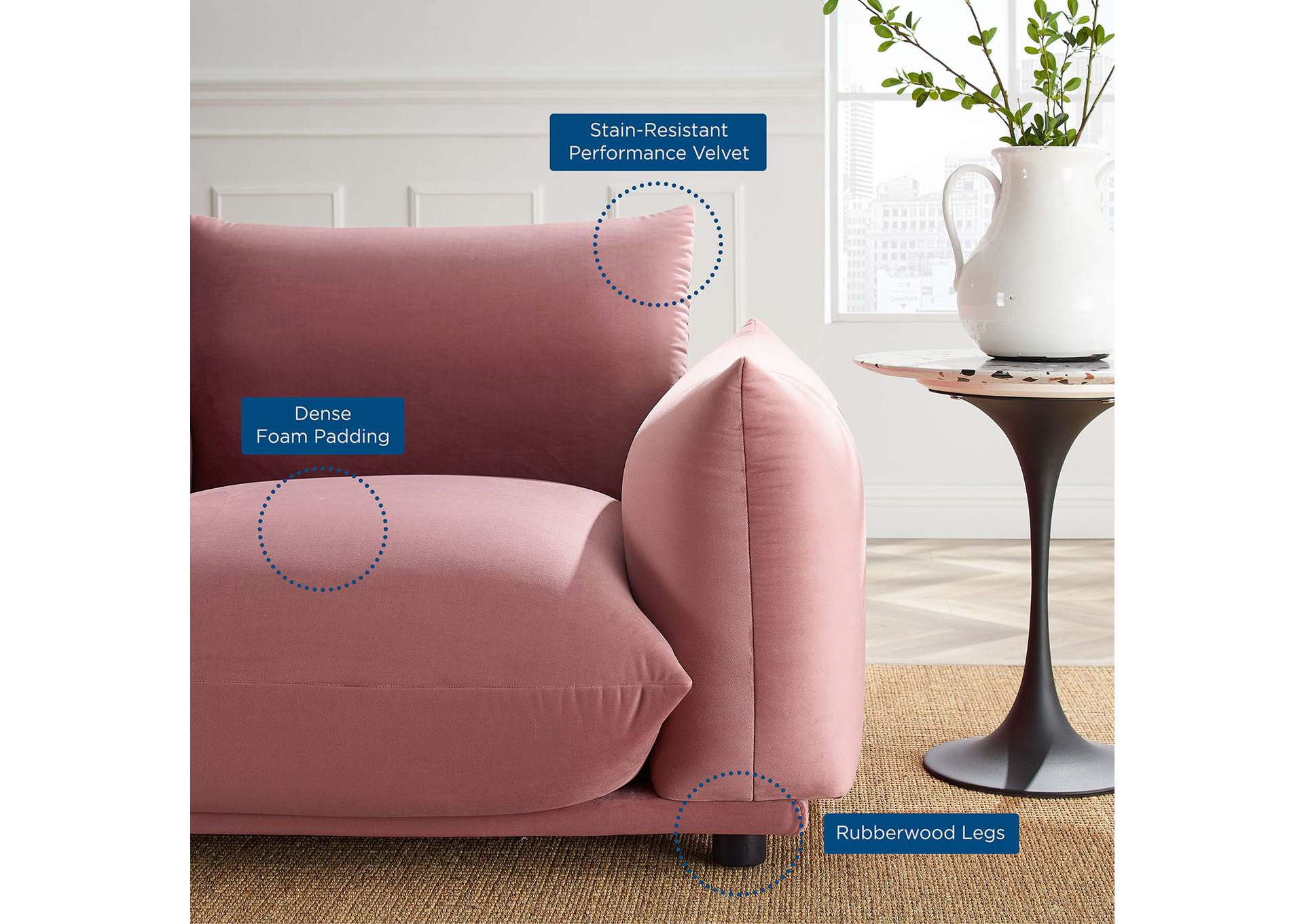 Copious Performance Velvet Armchair,Modway