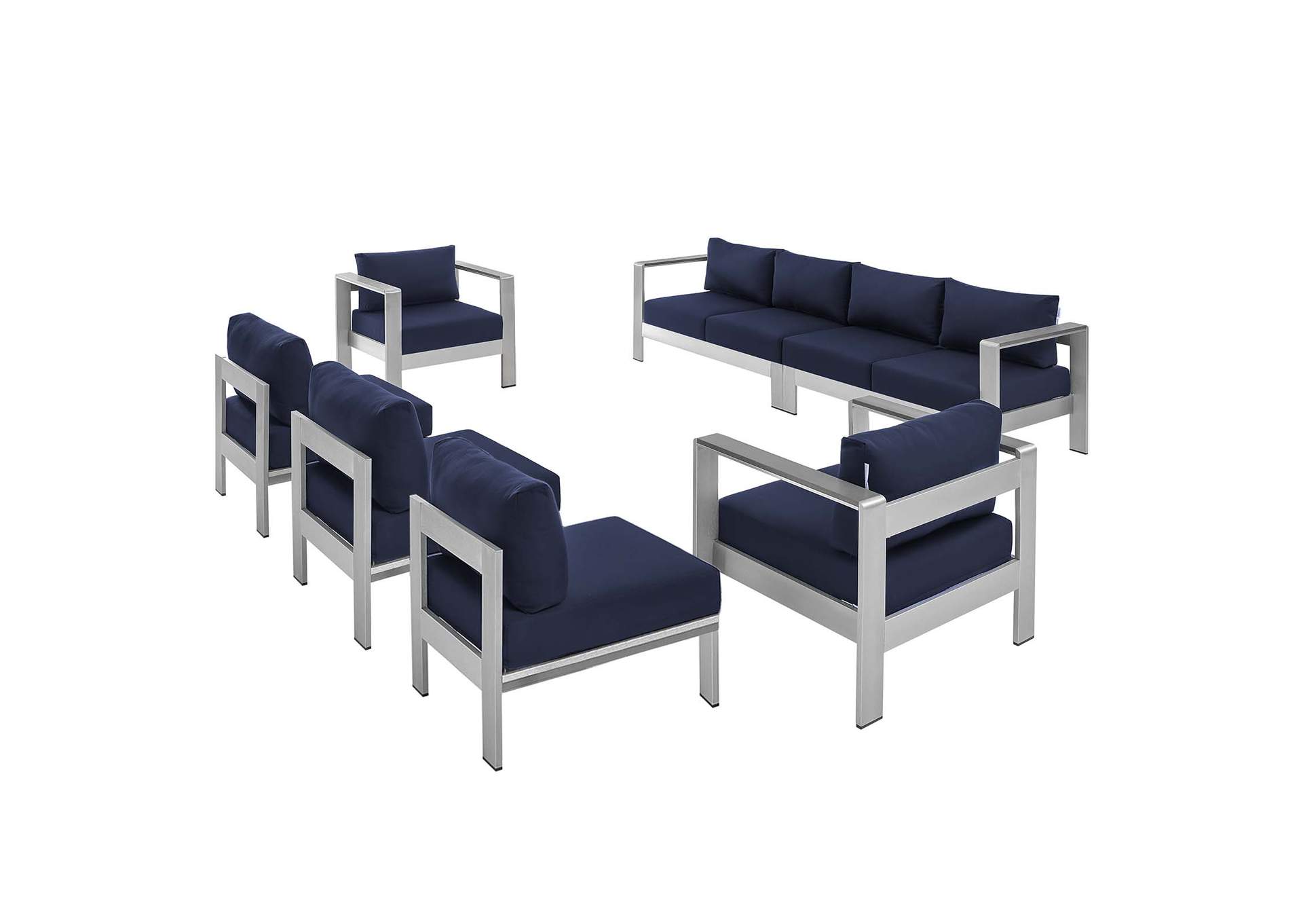 Silver Navy Shore Sunbrella,Modway