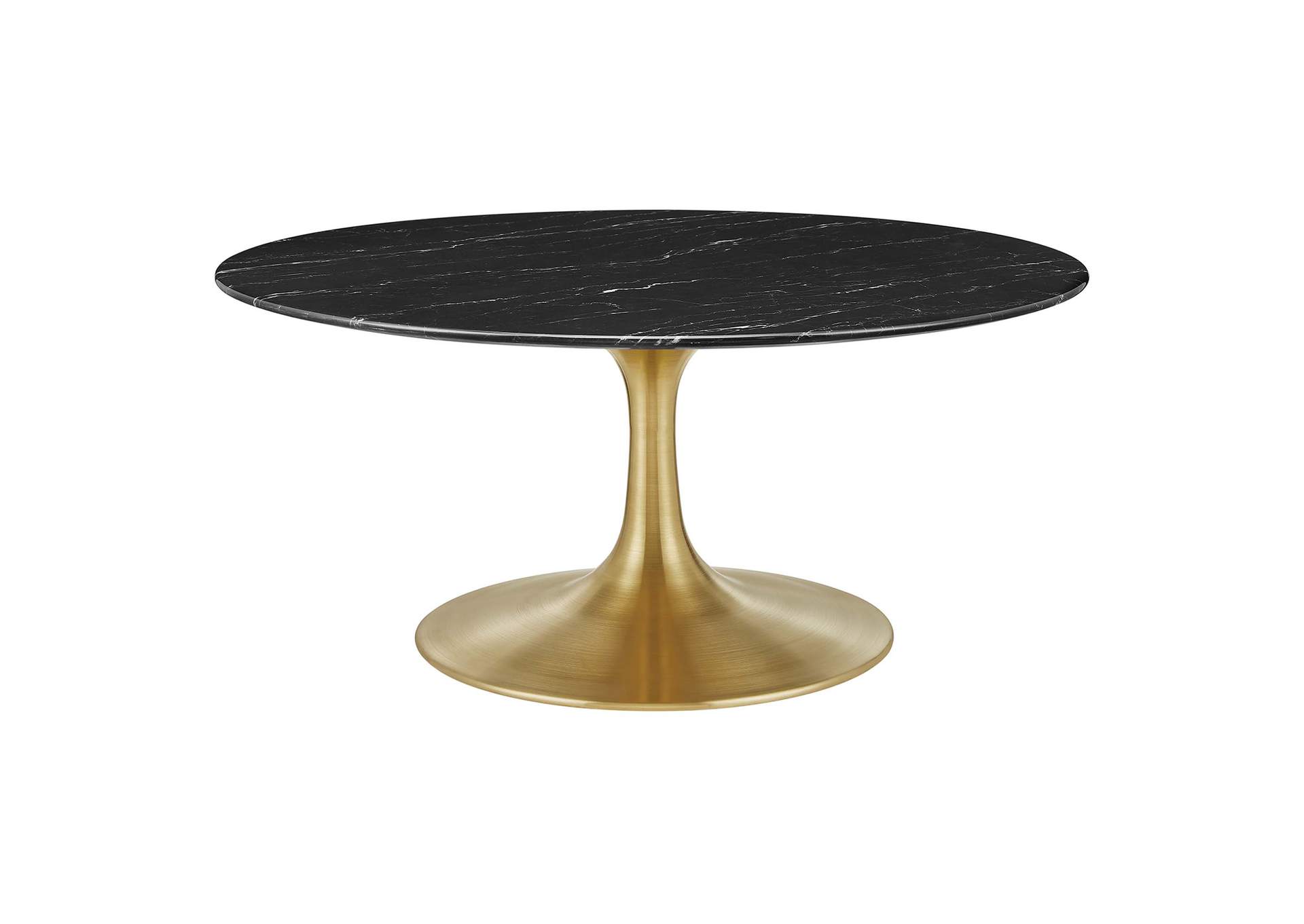 Gold Black Lippa 36" Artificial Marble Coffee Table,Modway