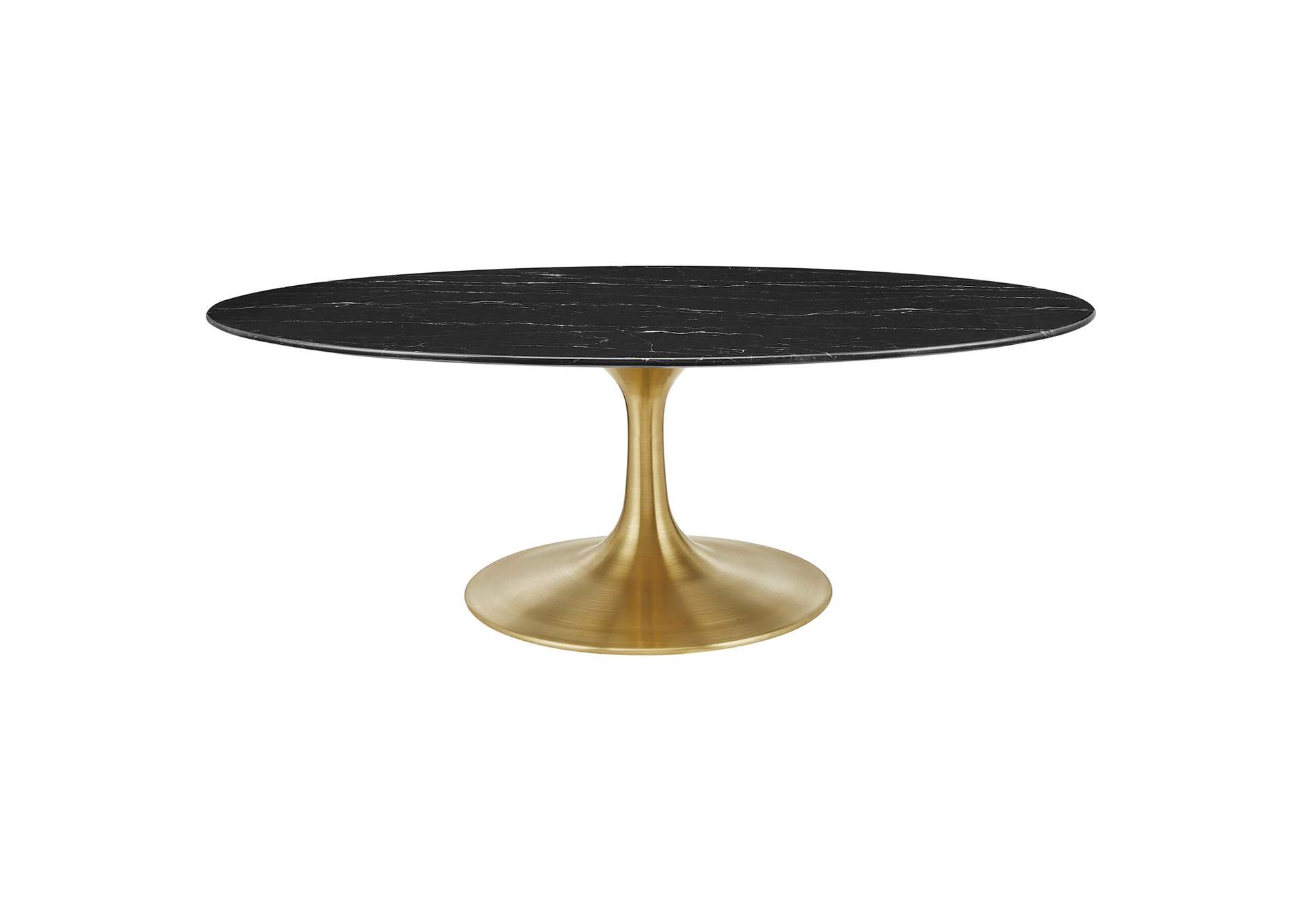 Gold Black Lippa 48" Oval Artificial Marble Coffee Table,Modway