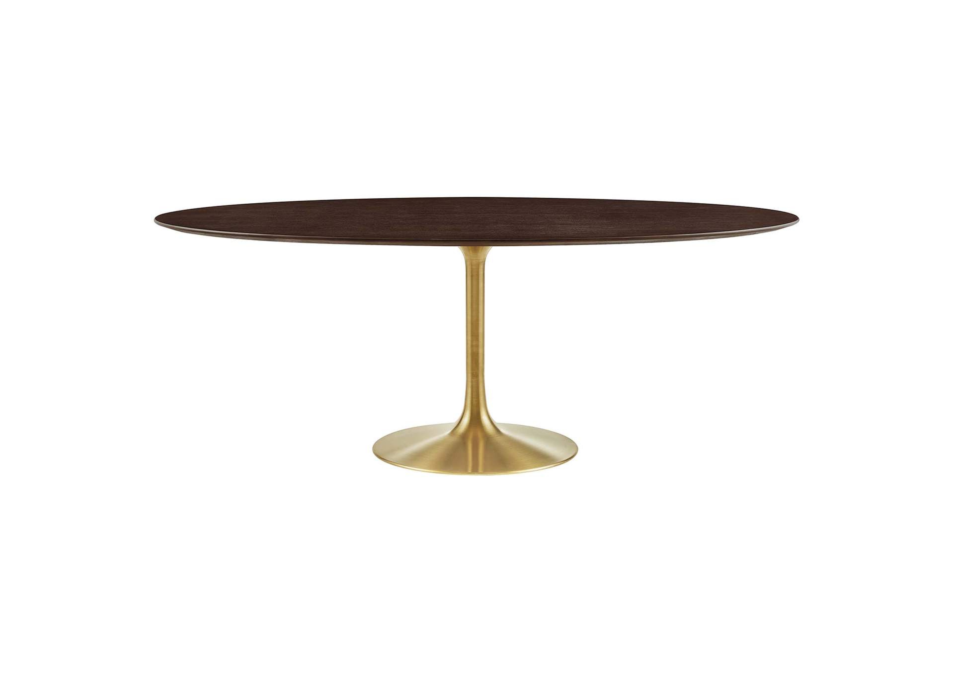 Gold Cherry Walnut Lippa 78" Oval Wood Dining Table,Modway