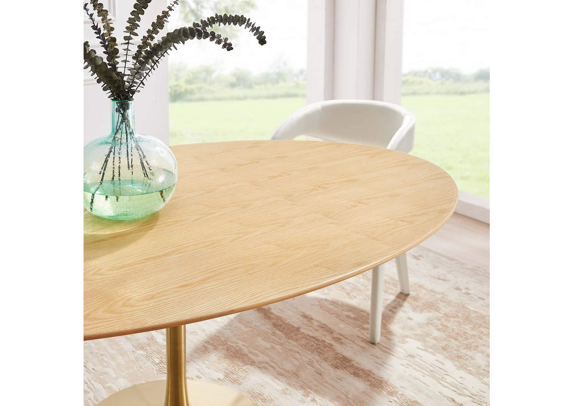 Gold Natural Lippa 78" Oval Wood Dining Table,Modway