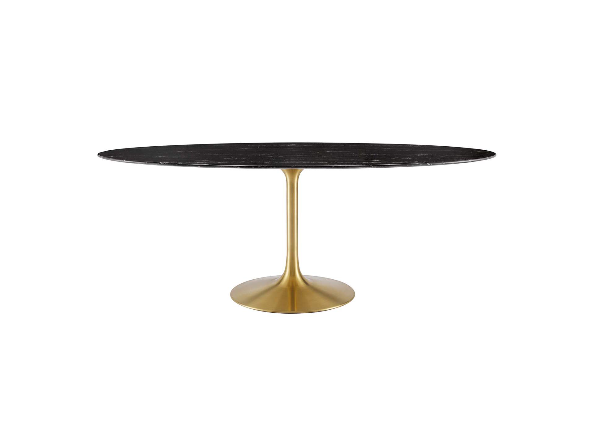 Gold Black Lippa 78" Oval Artificial Marble Dining Table,Modway
