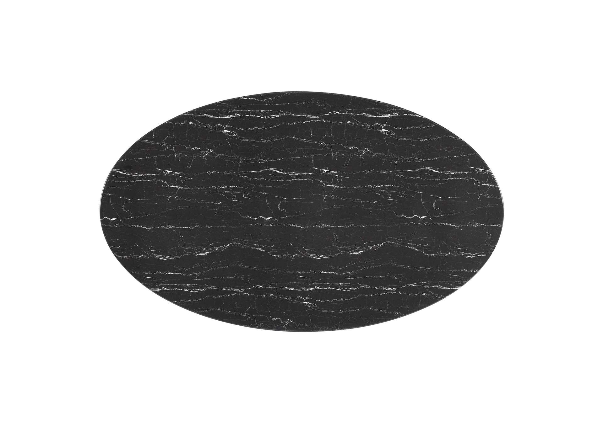 Gold Black Lippa 78" Oval Artificial Marble Dining Table,Modway