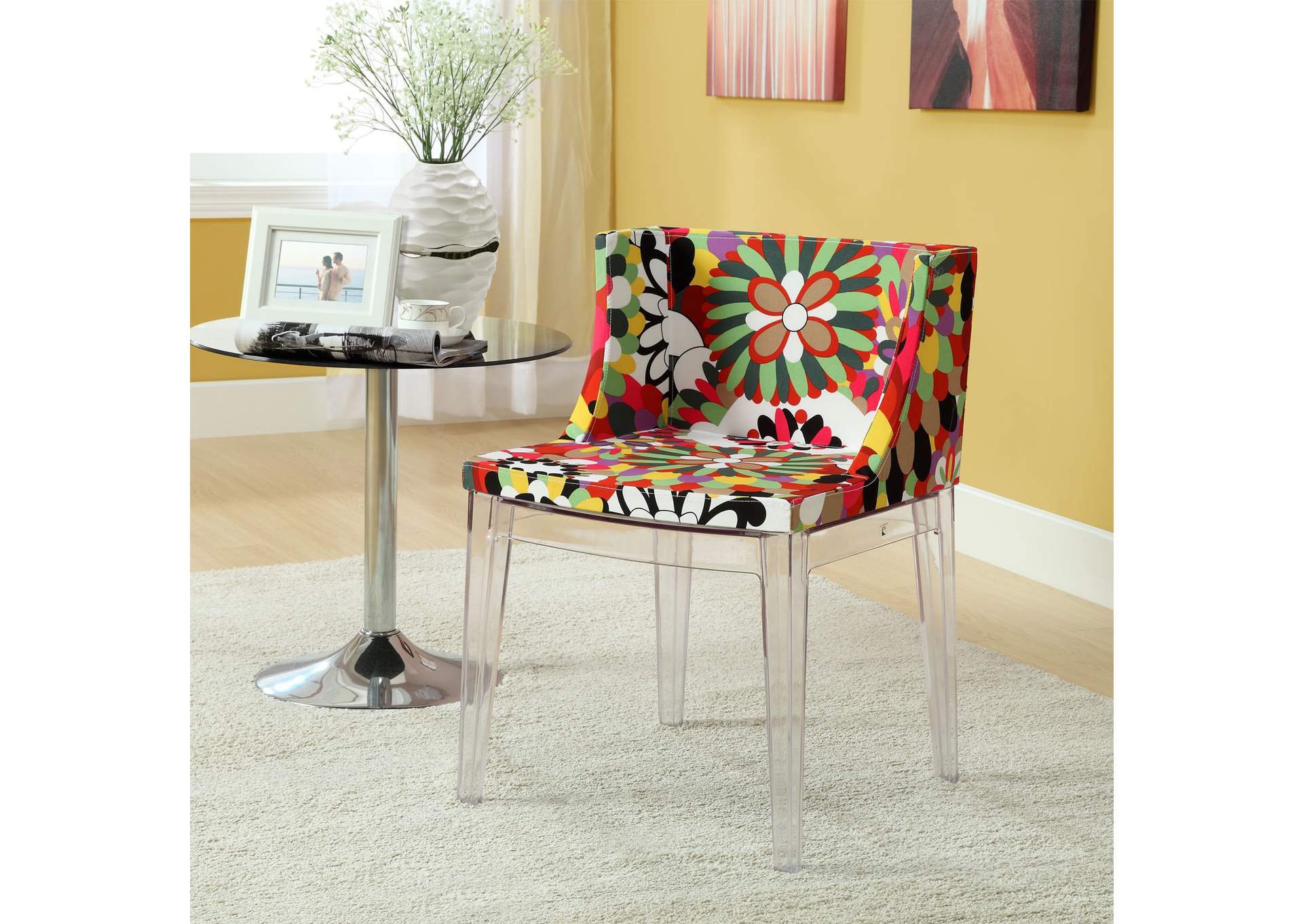 Clear Flower Dining Side Chair,Modway