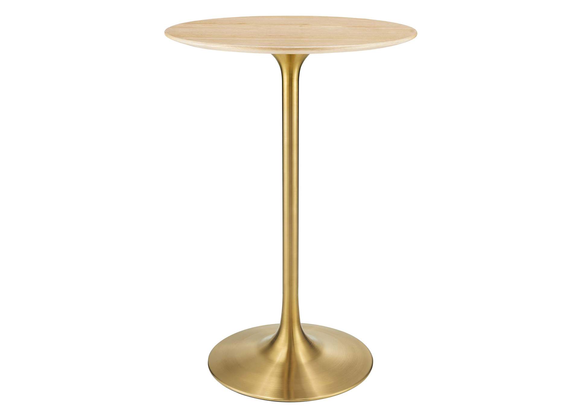 Gold Natural Lippa 28" Wood Bar Table,Modway