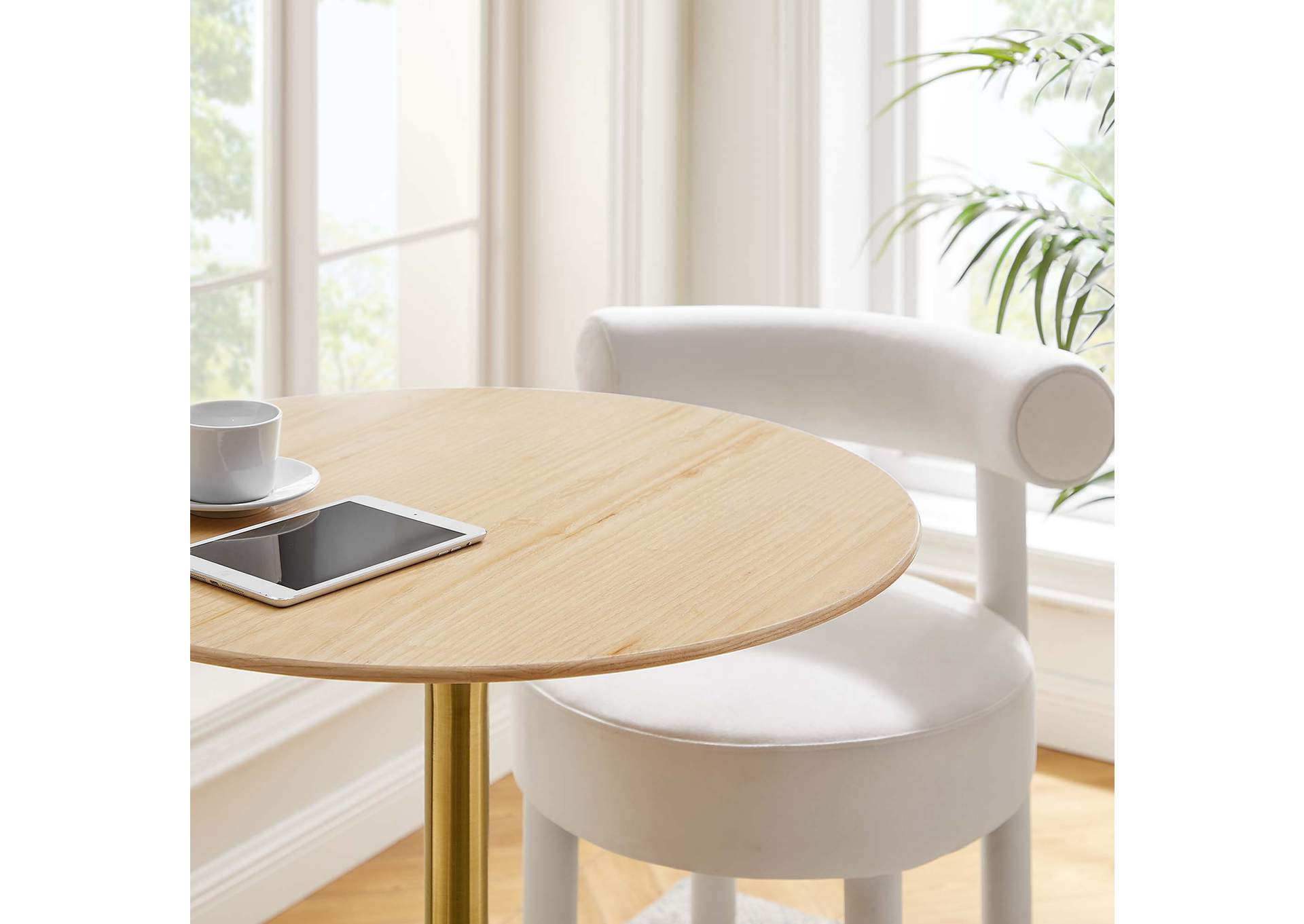 Gold Natural Lippa 28" Wood Bar Table,Modway
