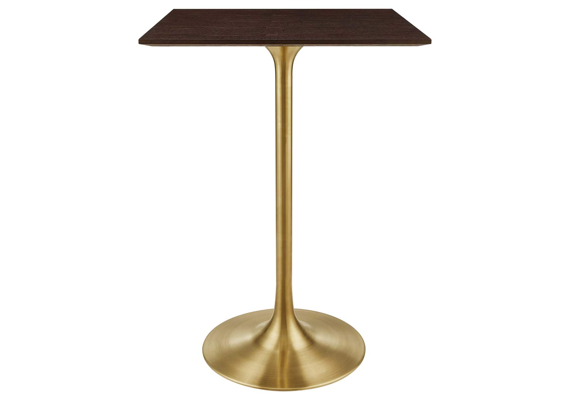 Gold Cherry Walnut Lippa 28" Square Wood Bar Table,Modway
