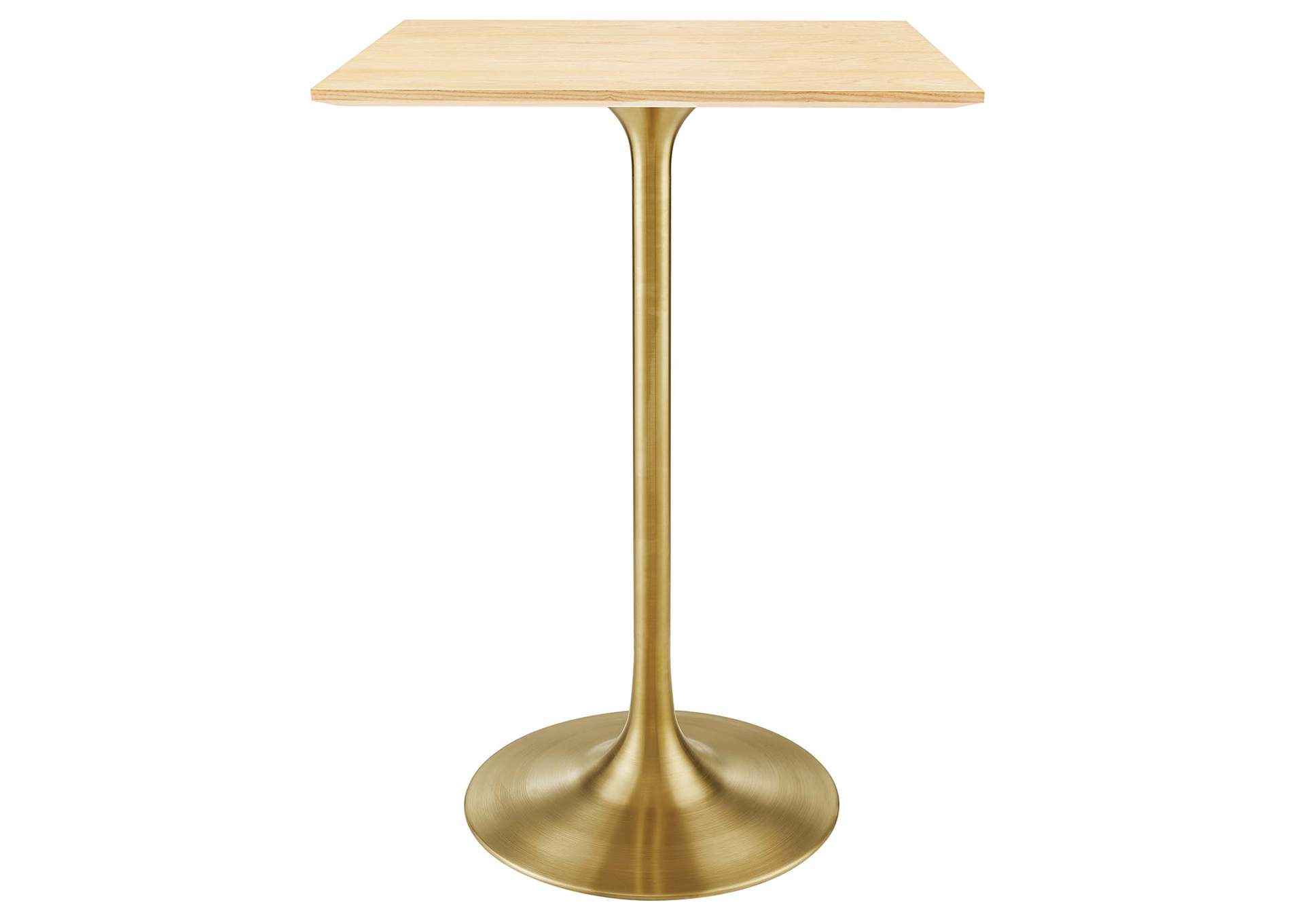 Gold Natural Lippa 28" Square Wood Bar Table,Modway