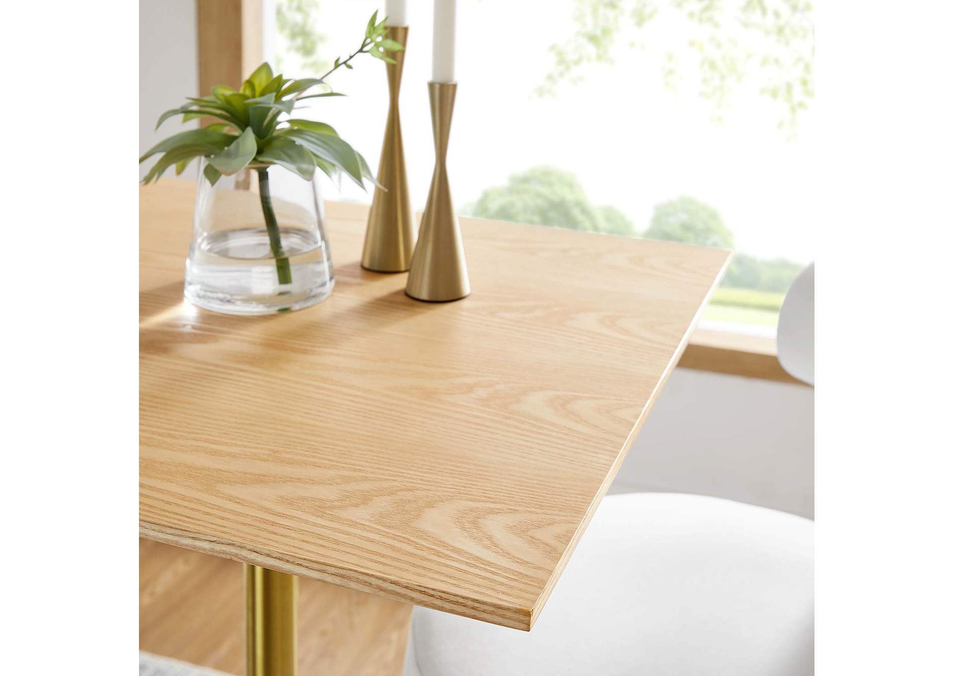 Gold Natural Lippa 28" Square Wood Bar Table,Modway