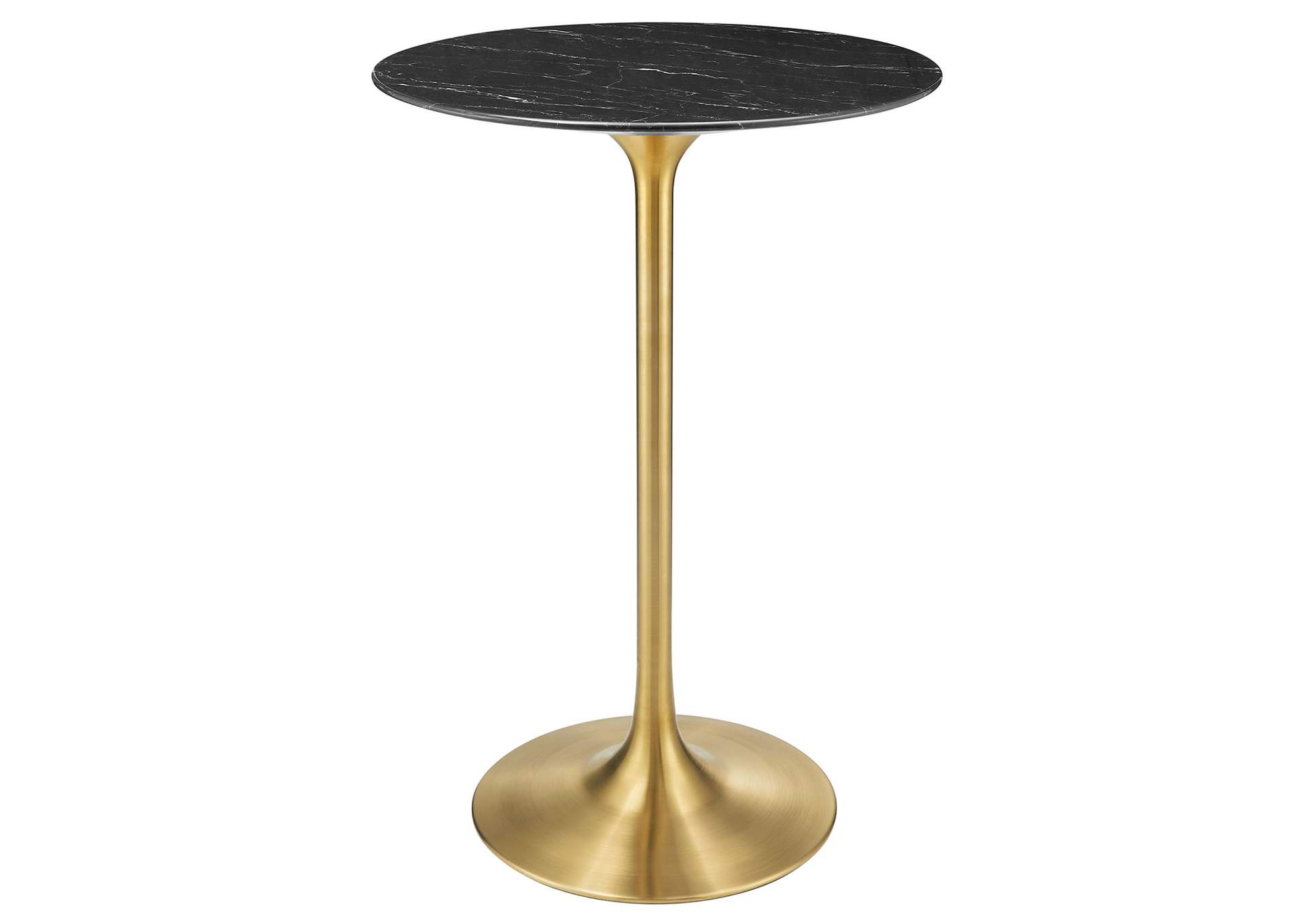 Gold Black Lippa 28" Artificial Marble Bar Table,Modway