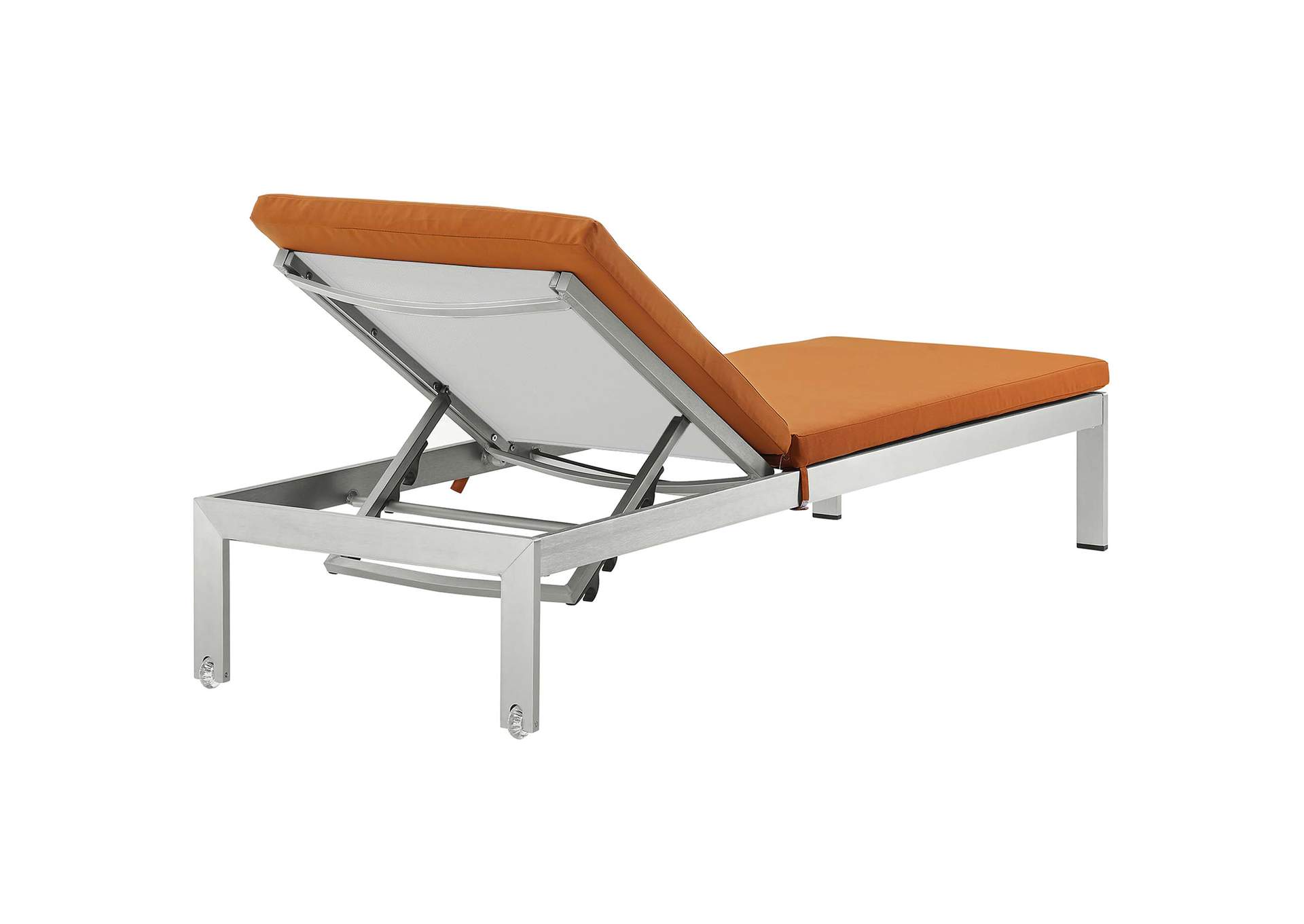 Silver Orange Shore Outdoor Patio Aluminum Chaise with Cushions,Modway