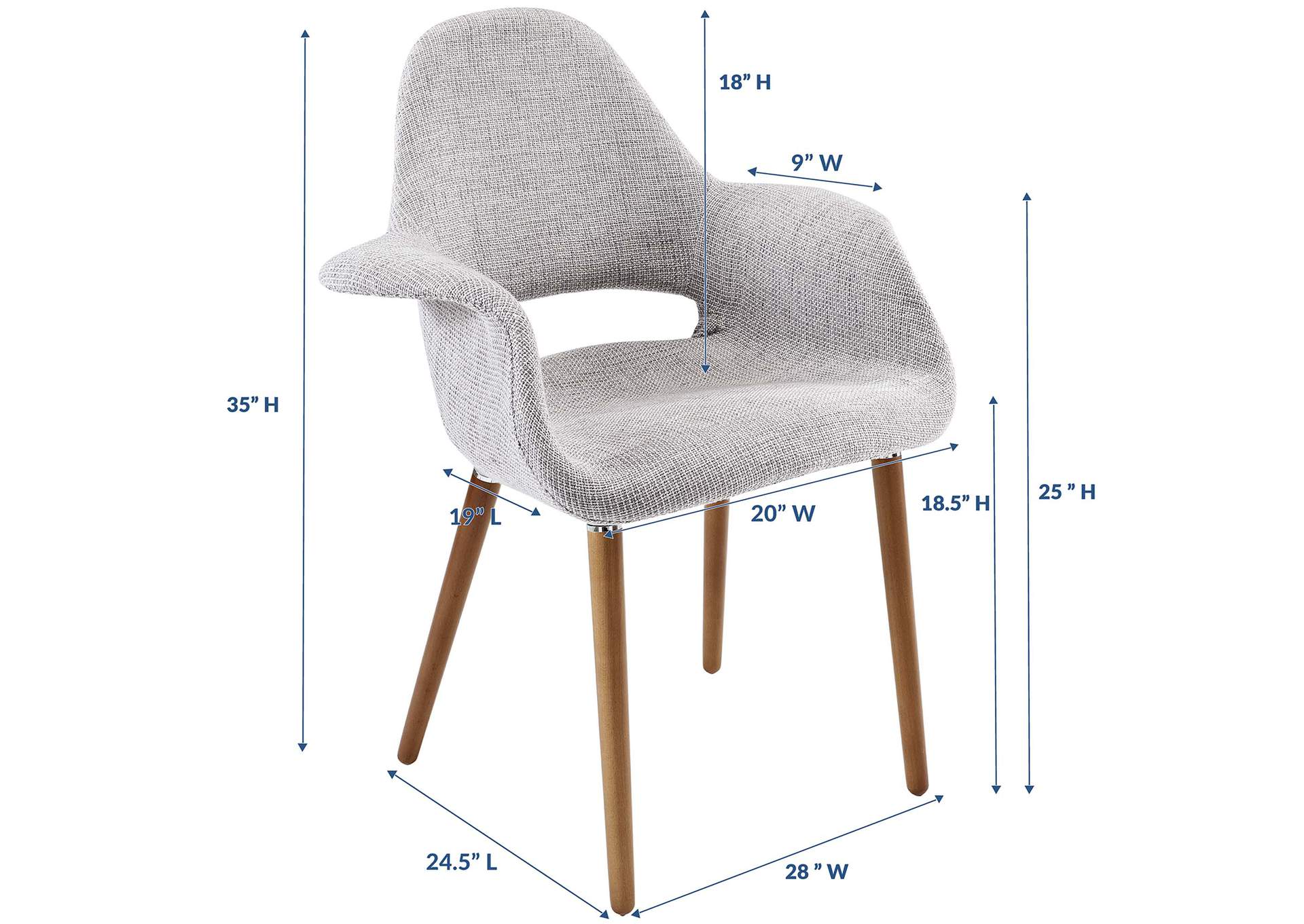 Light Gray Aegis Arm Dining Chair,Modway