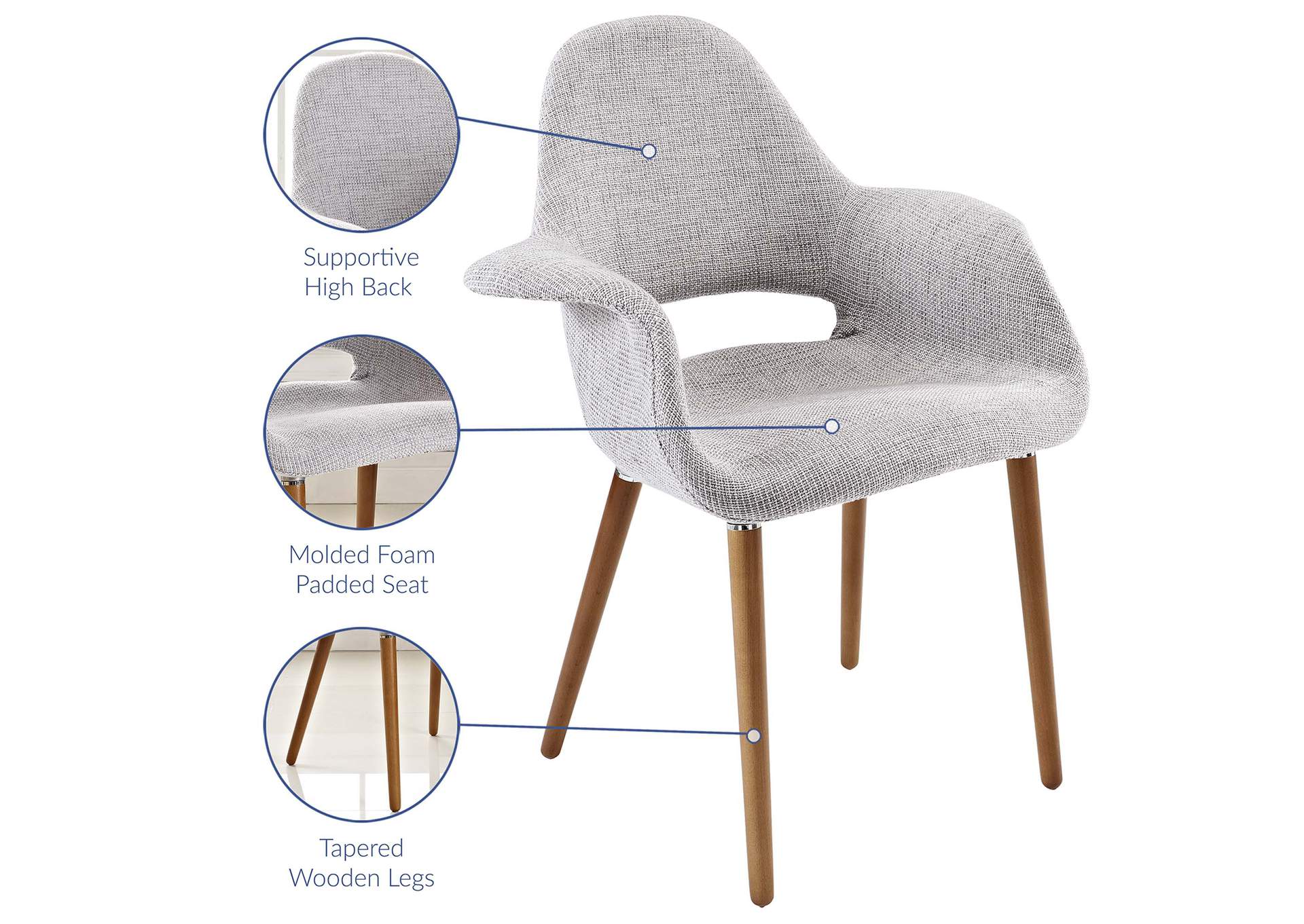 Light Gray Aegis Arm Dining Chair,Modway