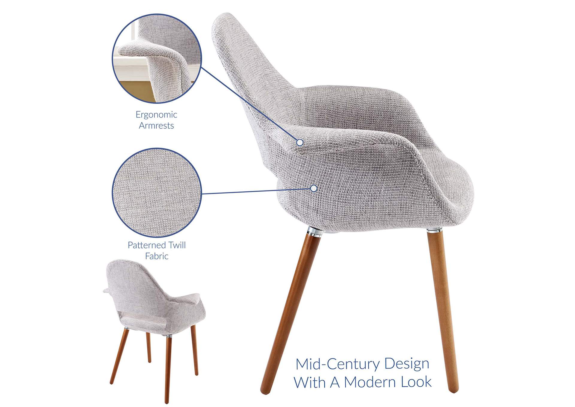 Light Gray Aegis Arm Dining Chair,Modway