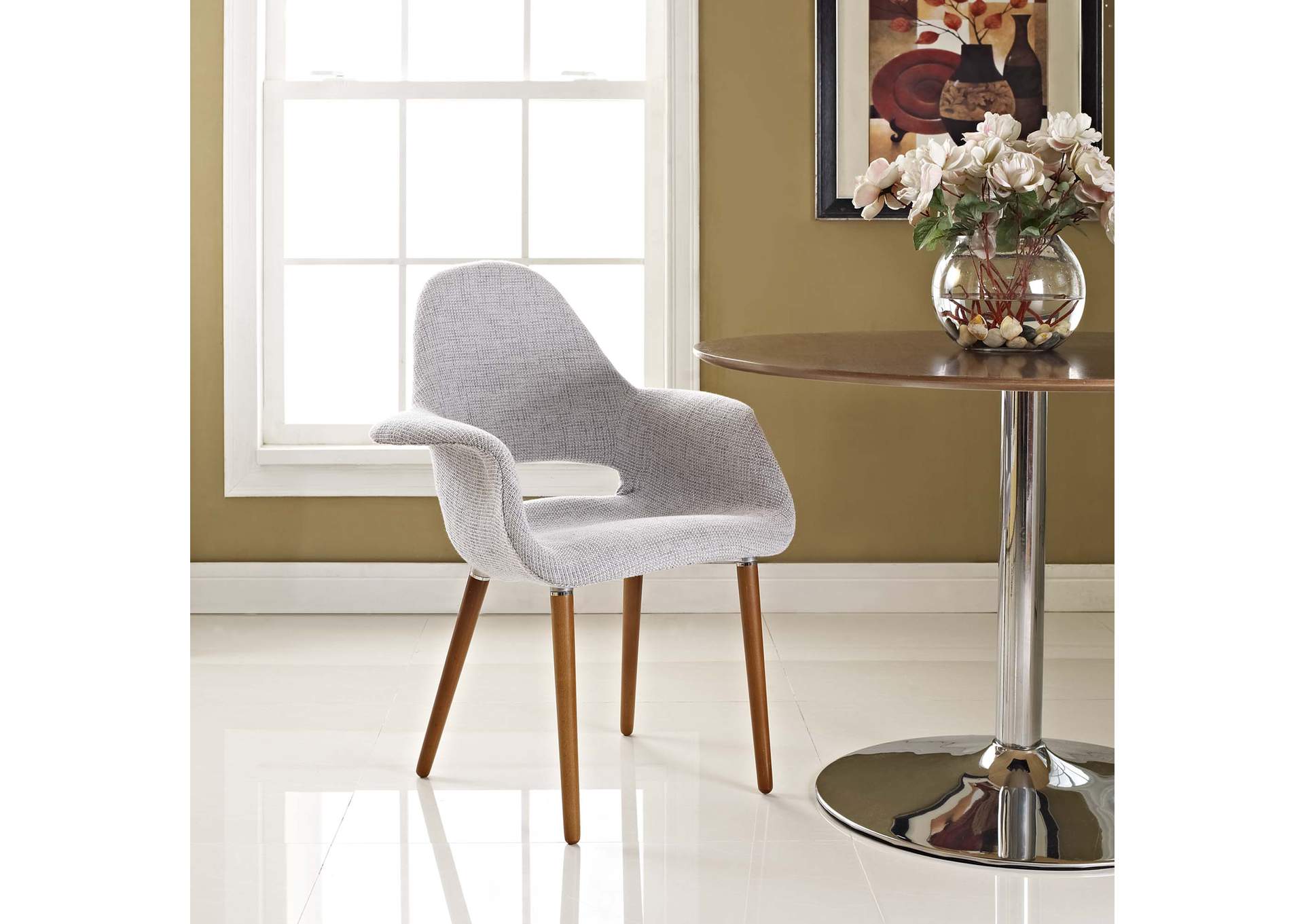 Light Gray Aegis Arm Dining Chair,Modway