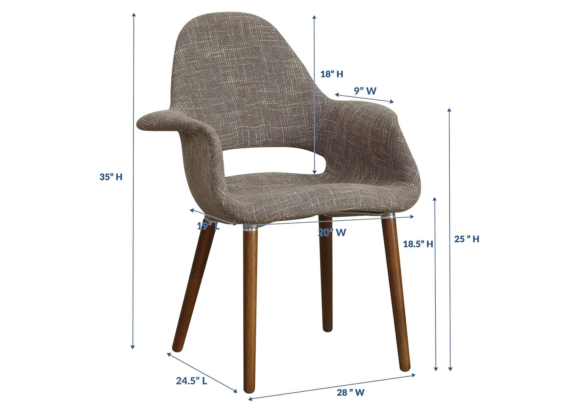 Taupe Aegis Arm Dining Chair,Modway