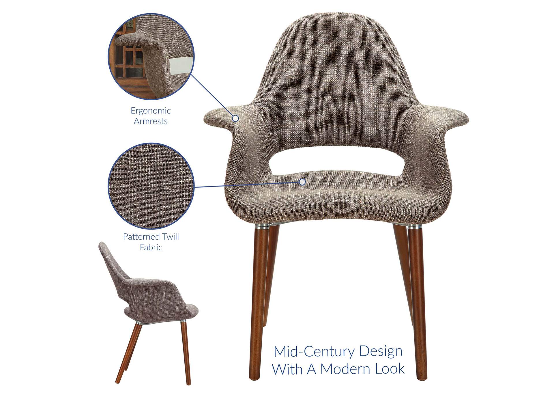 Taupe Aegis Arm Dining Chair,Modway