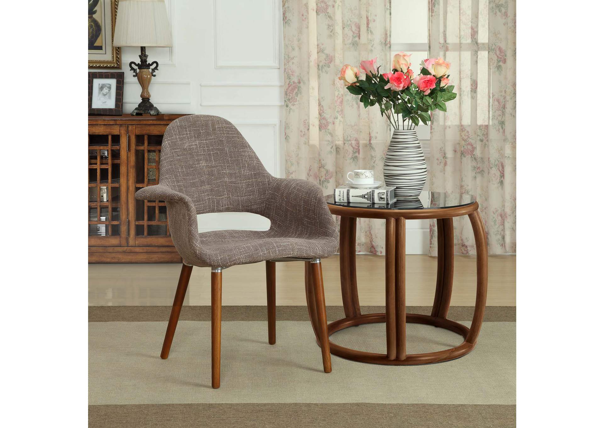 Taupe Aegis Arm Dining Chair,Modway