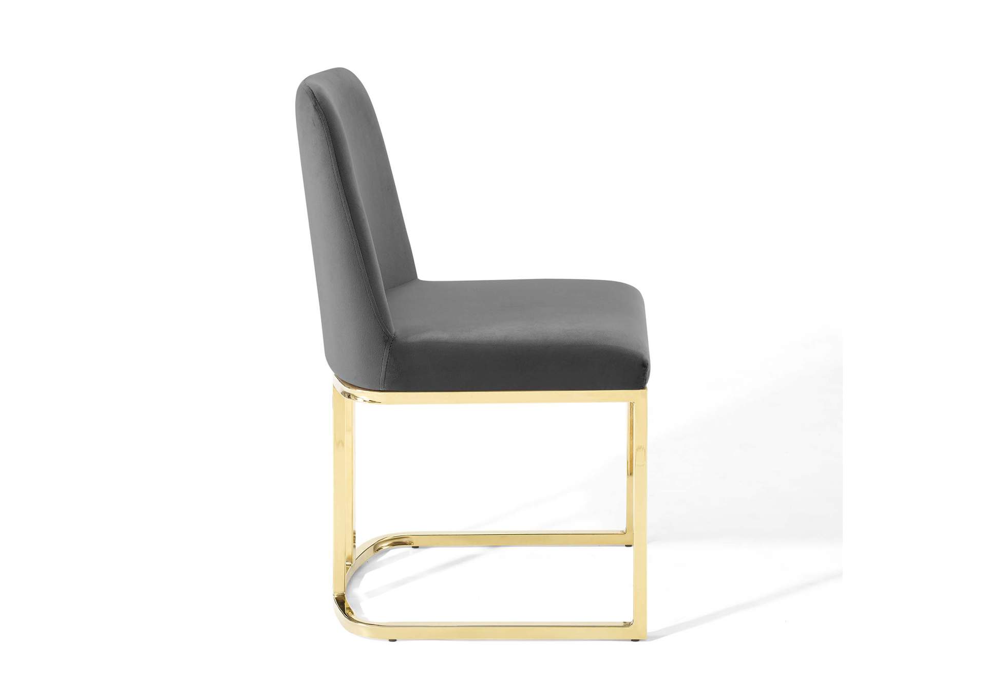 Gold Gray Amplify Sled Base Performance Velvet Dining Chairs - [Set of 2],Modway