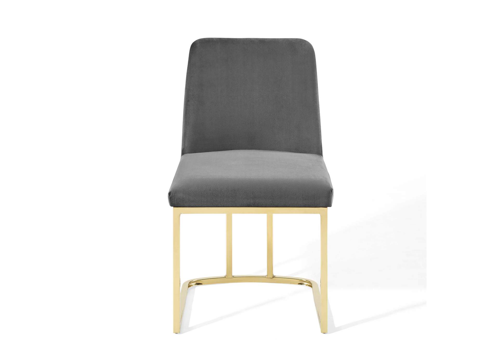 Gold Gray Amplify Sled Base Performance Velvet Dining Chairs - [Set of 2],Modway