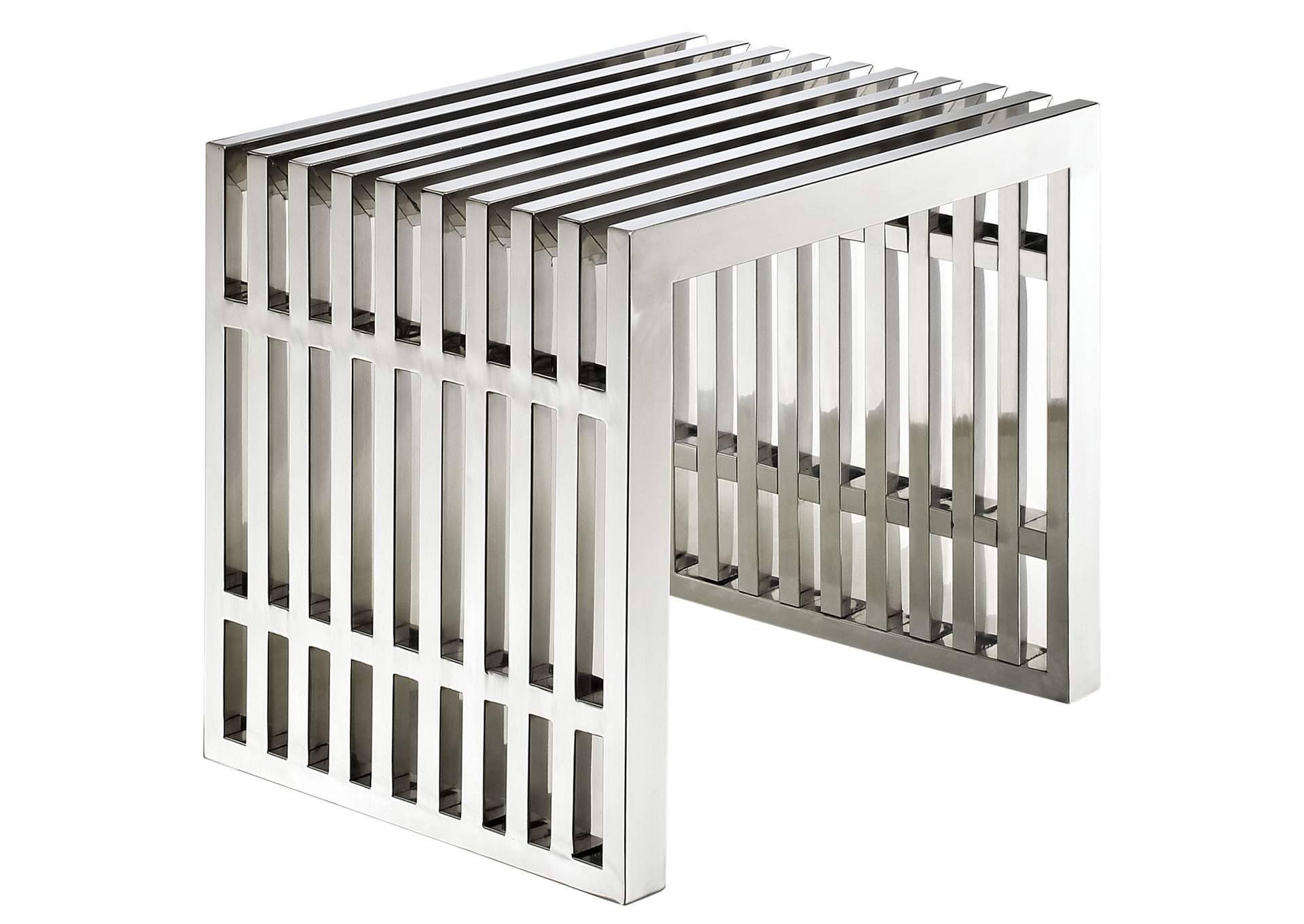 Silver Gridiron Small Stainless Steel Bench,Modway