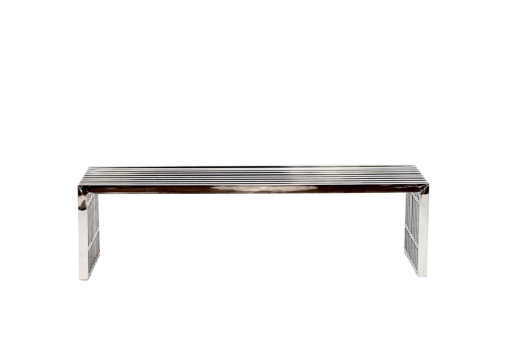 Silver Gridiron Large Stainless Steel Bench,Modway