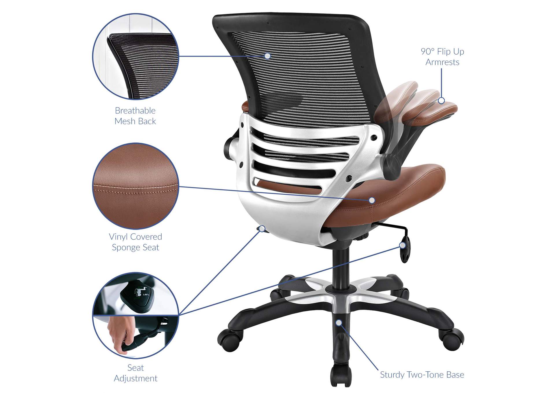 Tan Edge Vinyl Office Chair,Modway