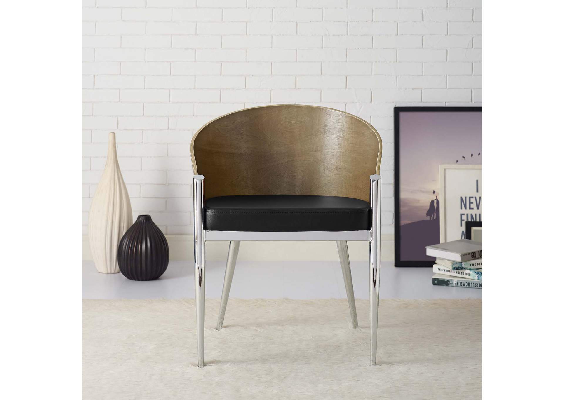Silver Cooper Dining Wood Arm Dining Chair,Modway