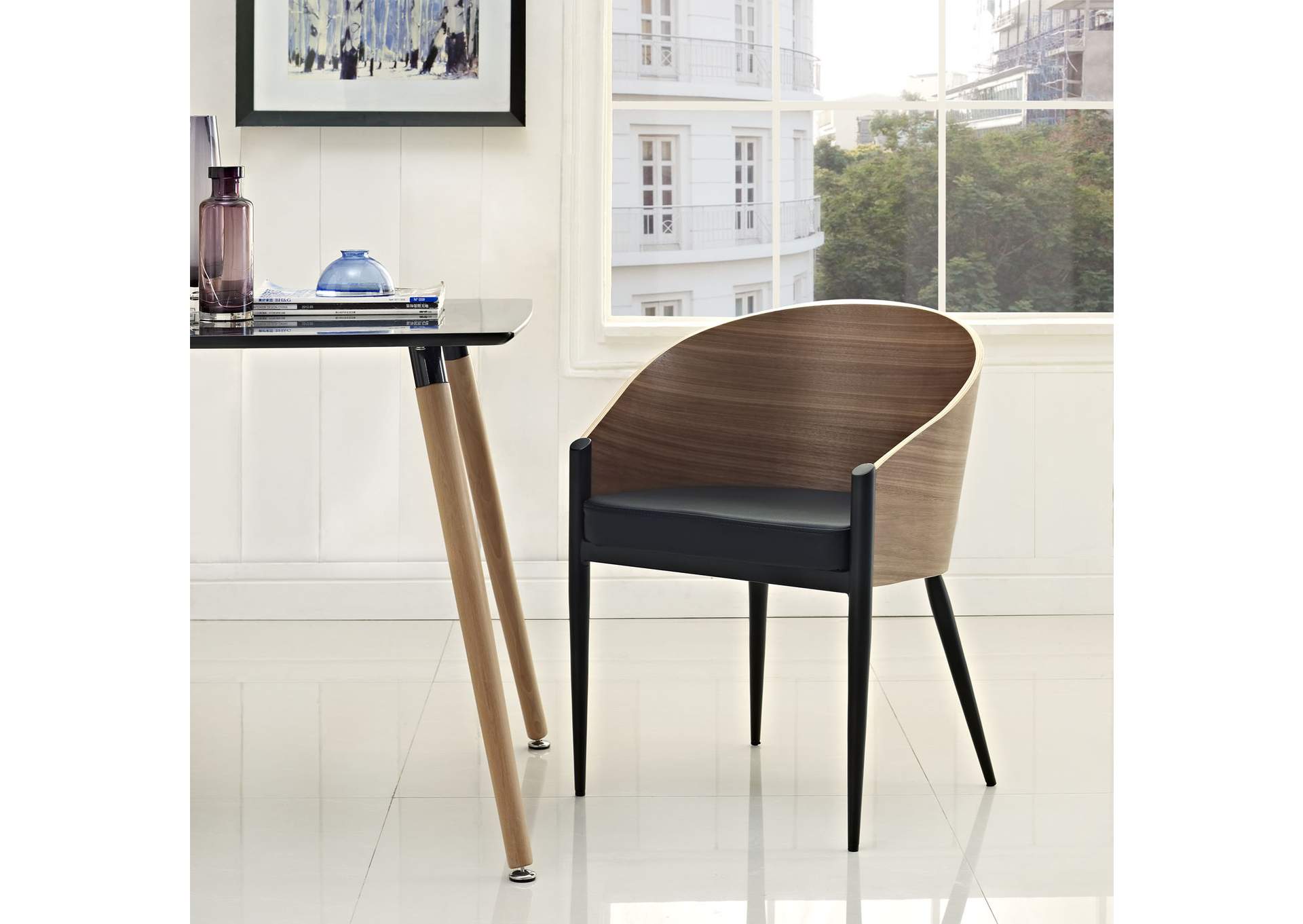 Walnut Cooper Dining Wood Arm Dining Chair,Modway