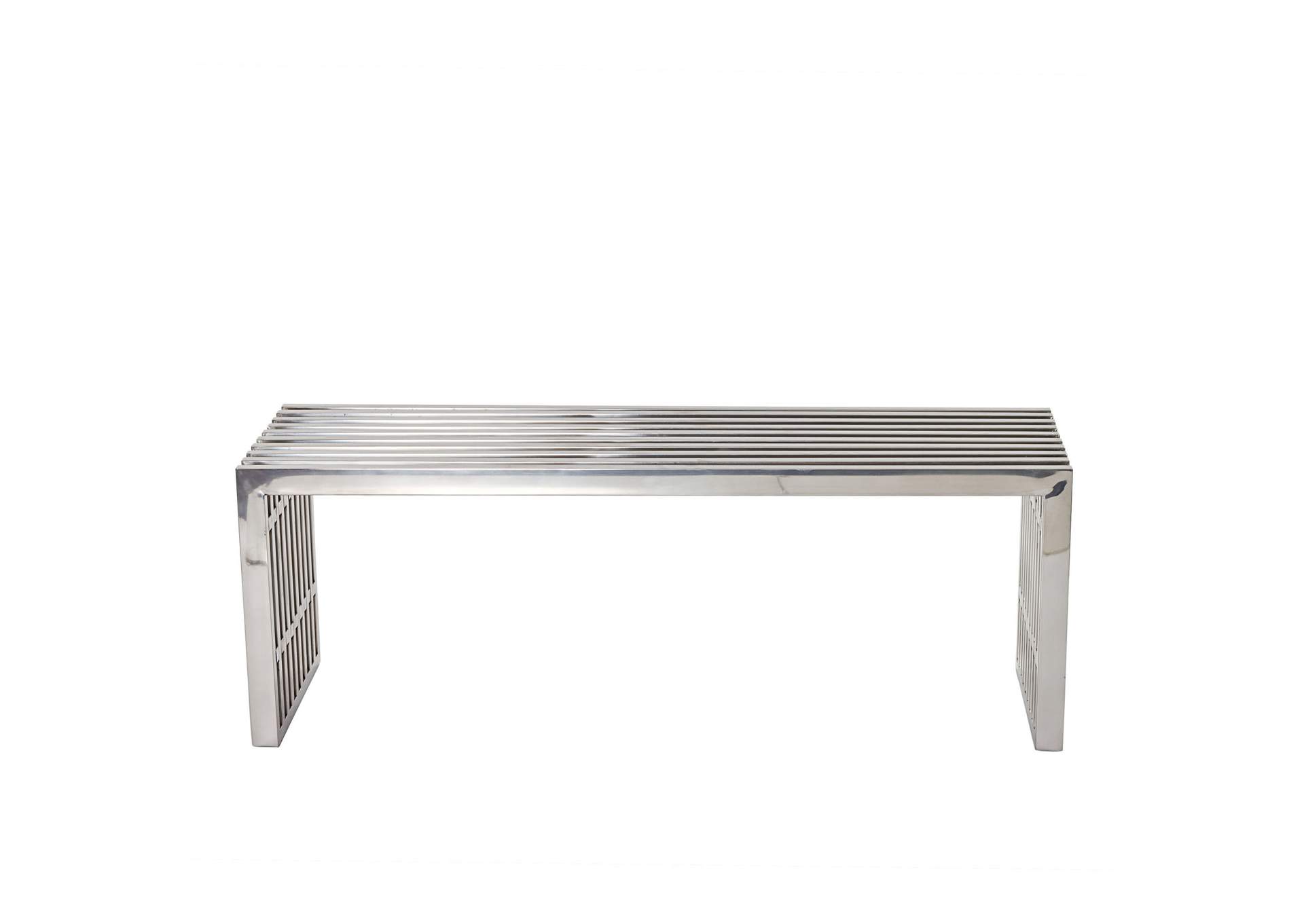 Silver Gridiron Medium Stainless Steel Bench,Modway