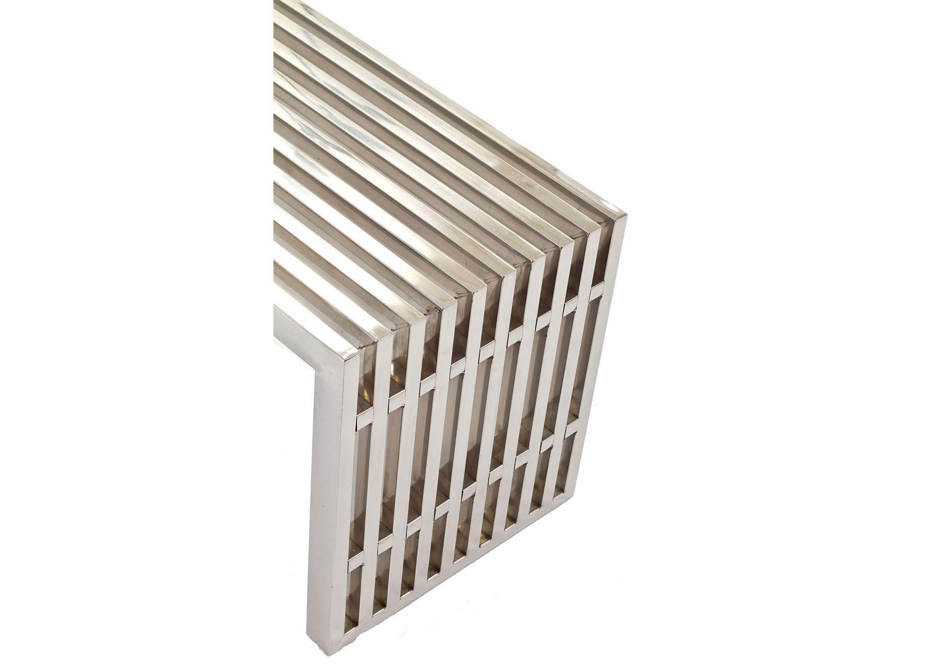 Silver Gridiron Medium Stainless Steel Bench,Modway