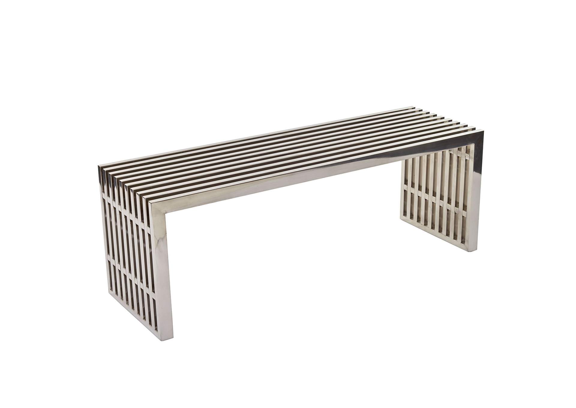 Silver Gridiron Medium Stainless Steel Bench,Modway