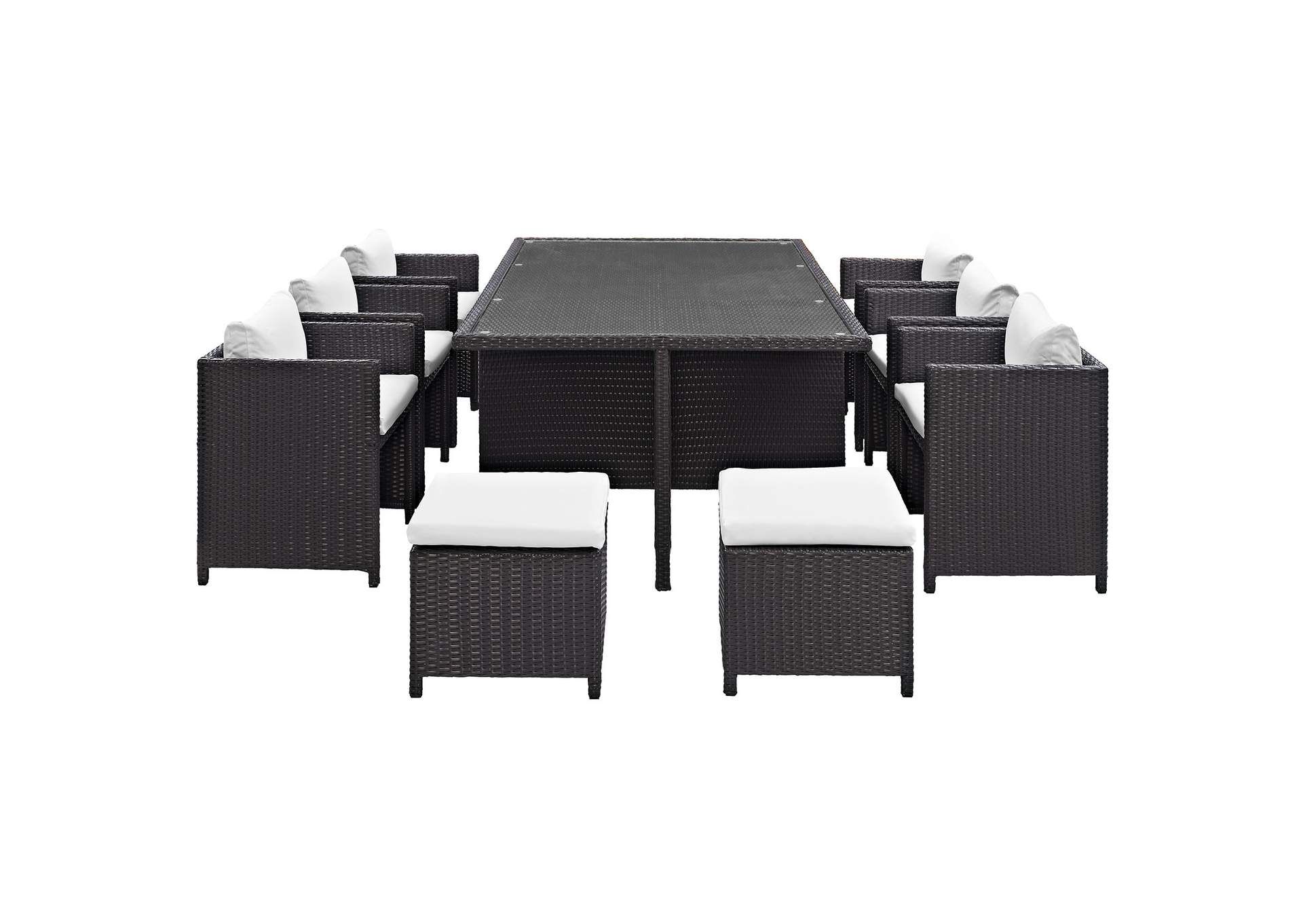 Espresso White Reversal 11 Piece Outdoor Patio Dining Set,Modway