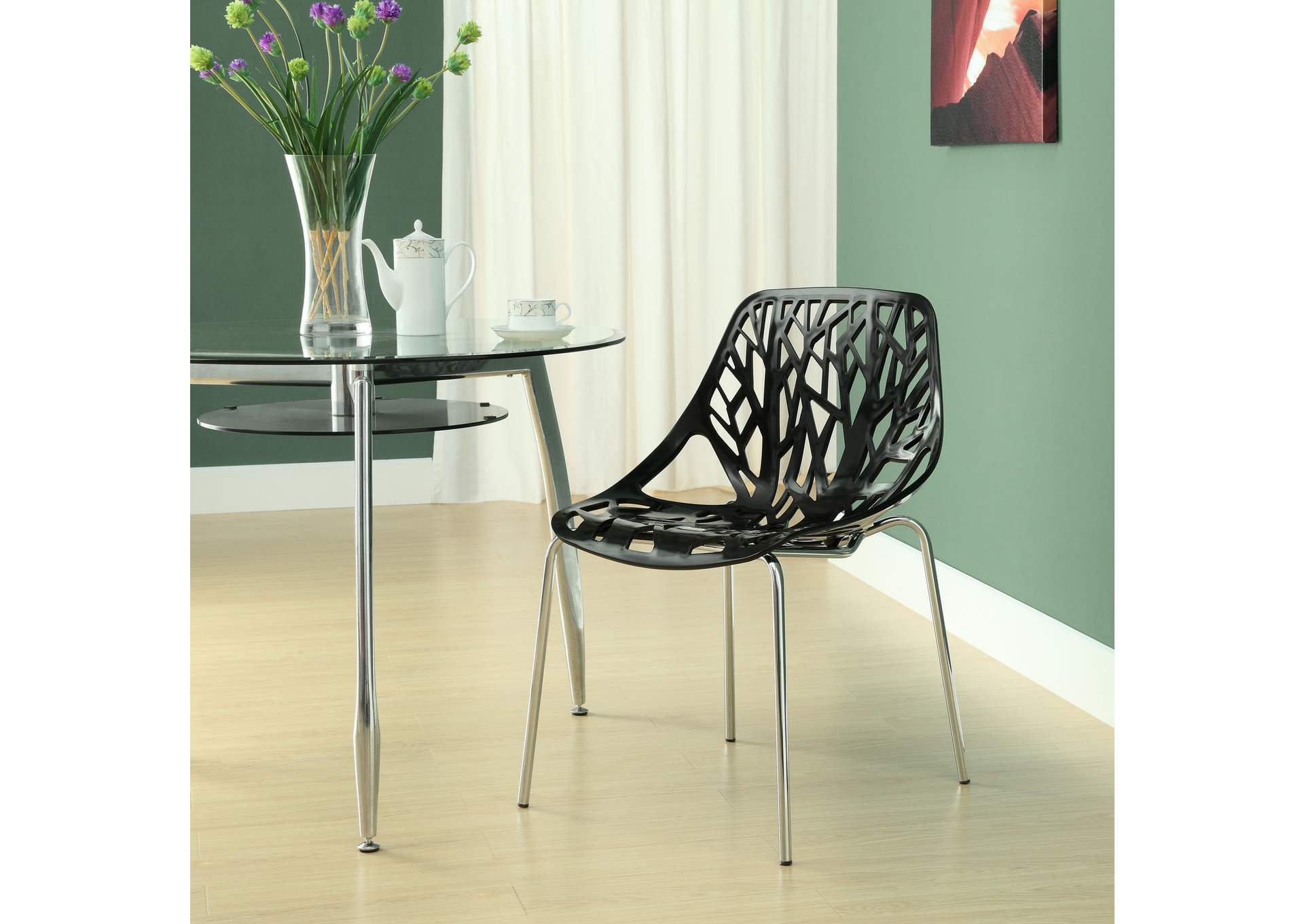 Black Stencil Dining Side Chair,Modway