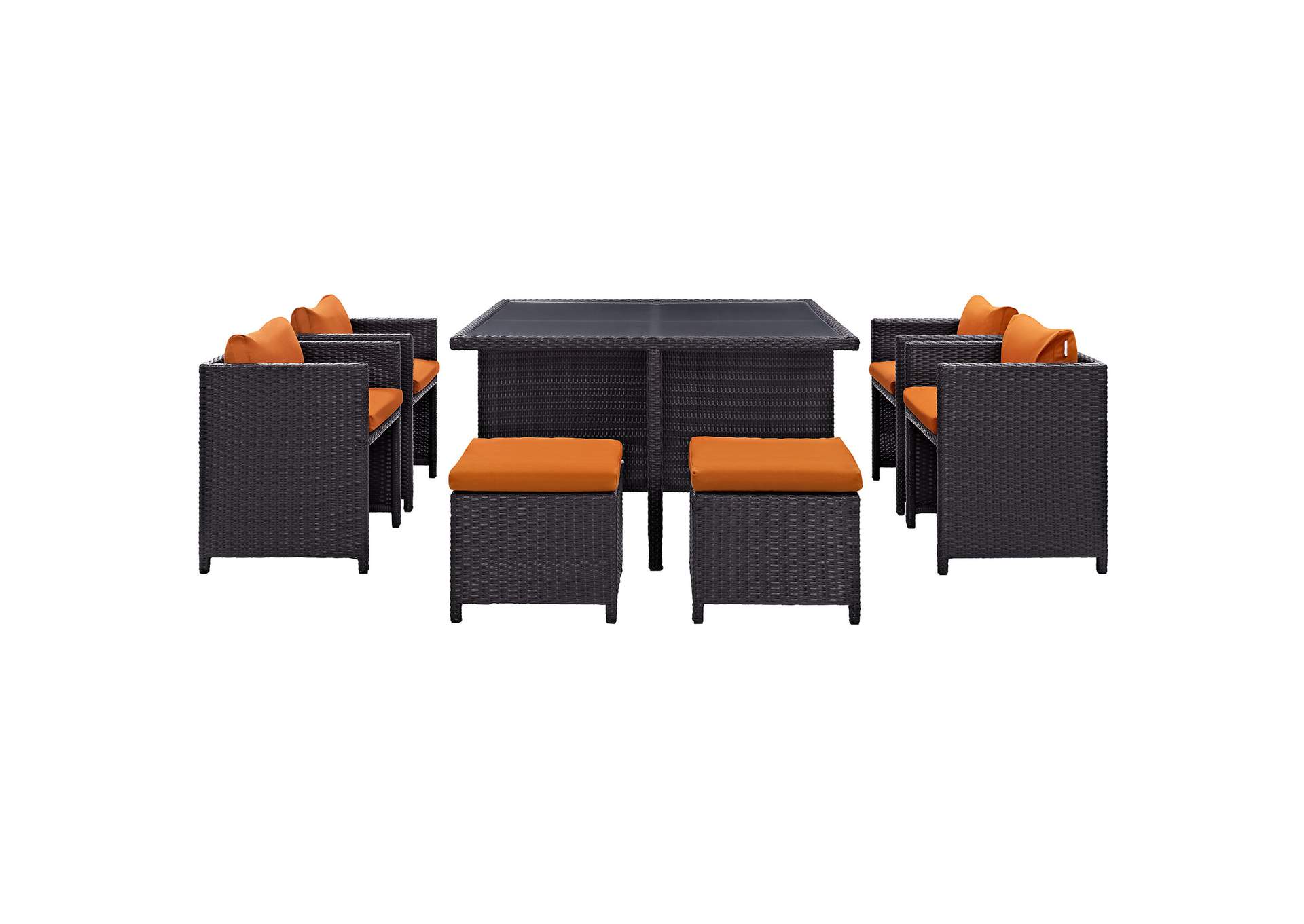 Espresso Orange Inverse 9 Piece Outdoor Patio Dining Set,Modway