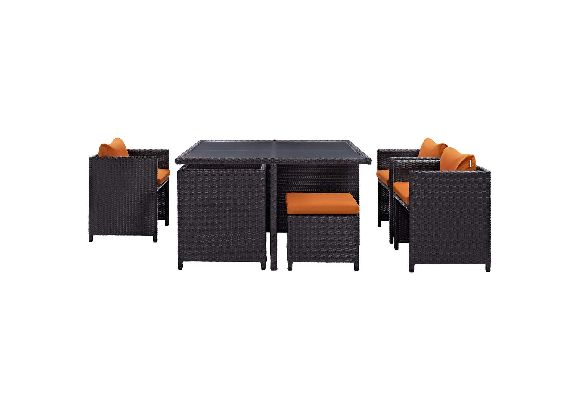 Espresso Orange Inverse 9 Piece Outdoor Patio Dining Set,Modway