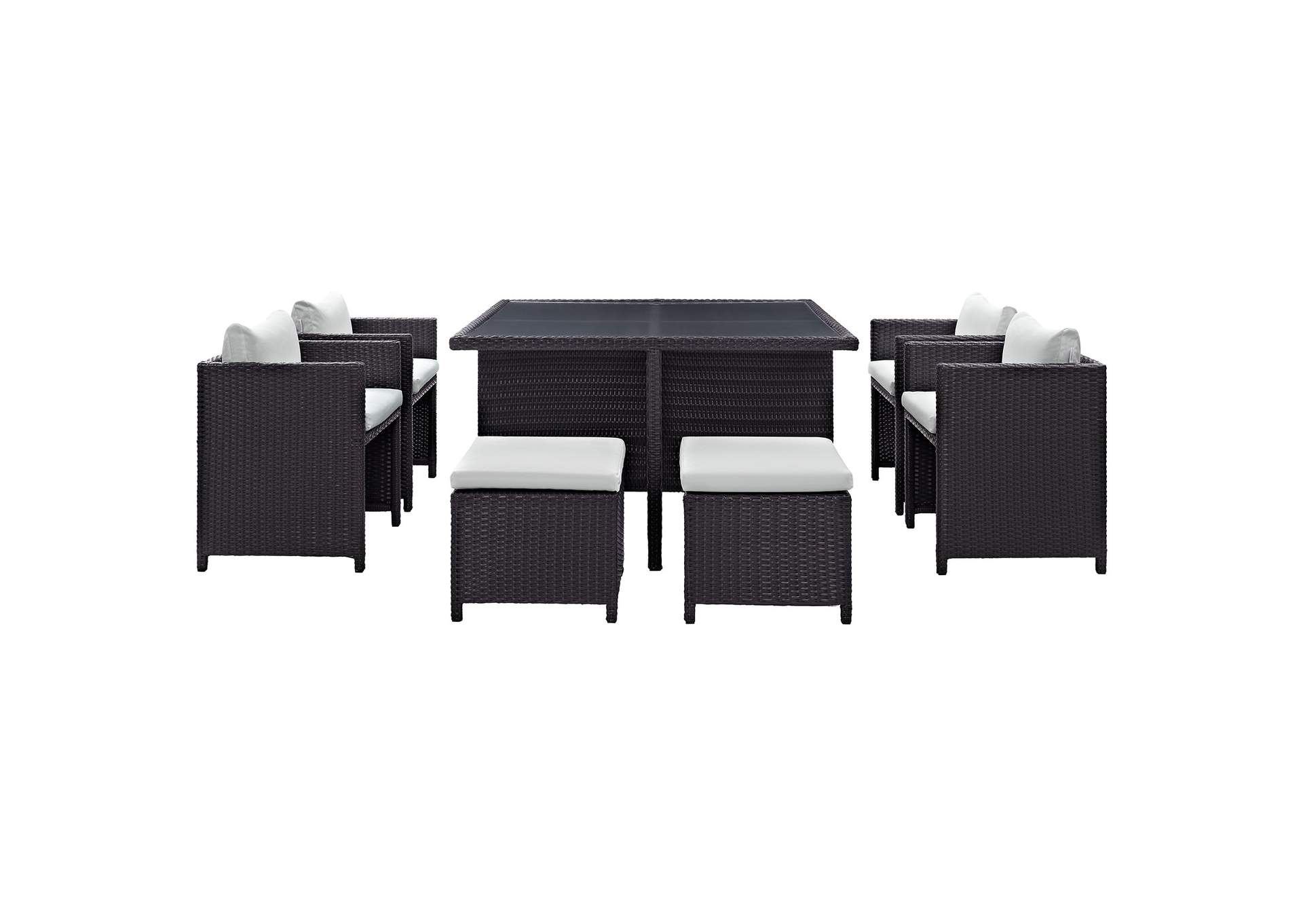 Espresso White Inverse 9 Piece Outdoor Patio Dining Set,Modway